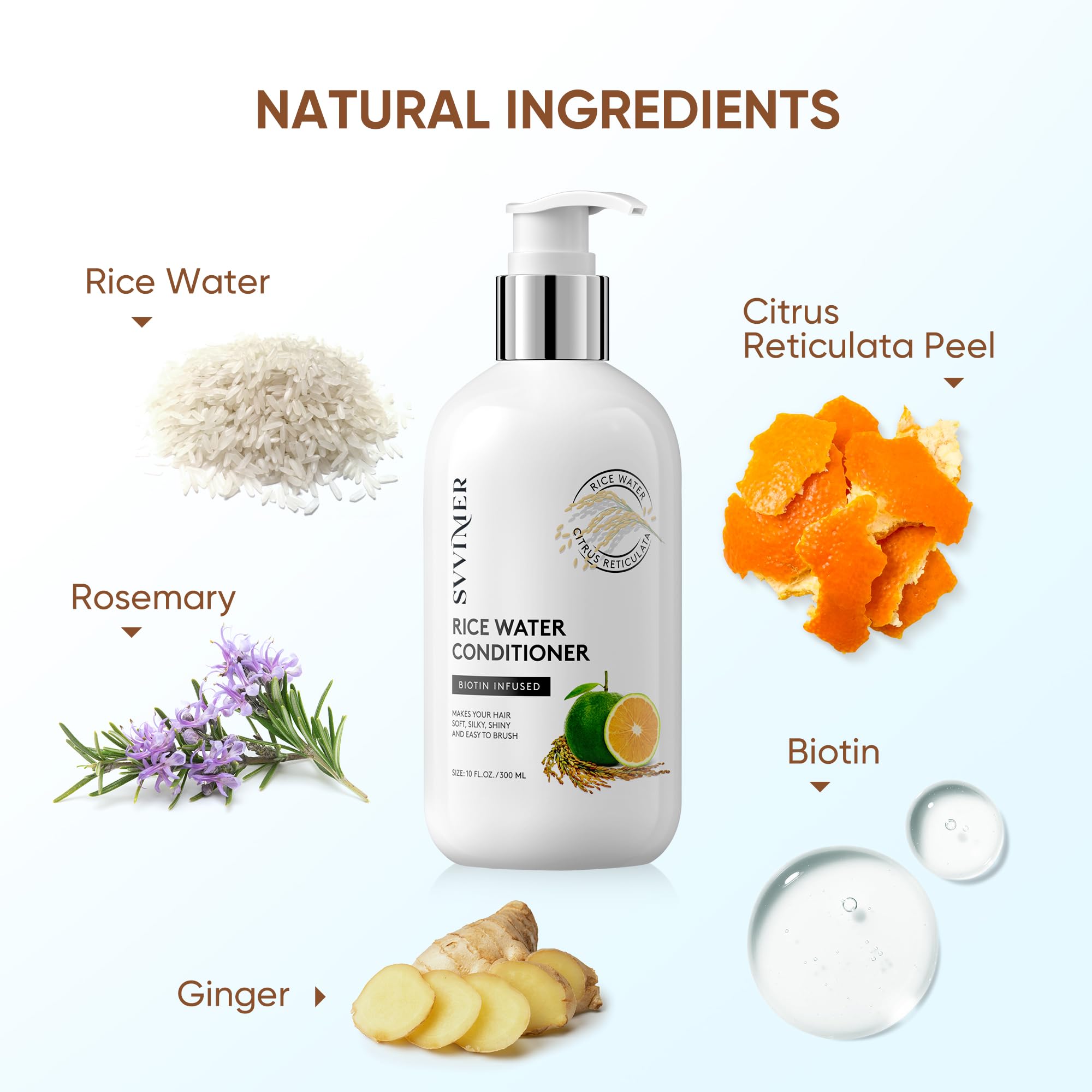 Svvimer Rice Water Hair Growth Conditioner – Thickening Biotin Formula, Sulfate-Free, 10 oz