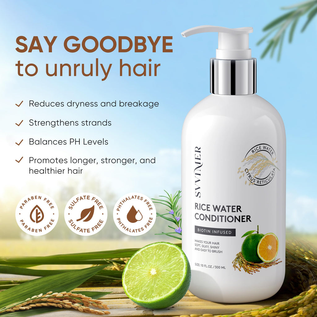 Svvimer Rice Water Hair Growth Conditioner – Thickening Biotin Formula, Sulfate-Free, 10 oz