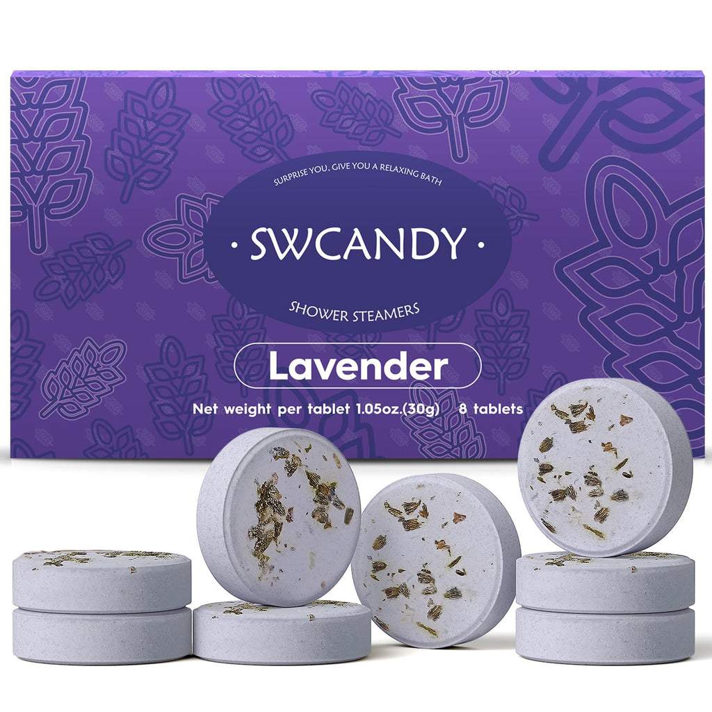 SWCANDY Lavender Shower Steamers – Aromatherapy 8-Pack for Travel, Relaxation & Home Spa