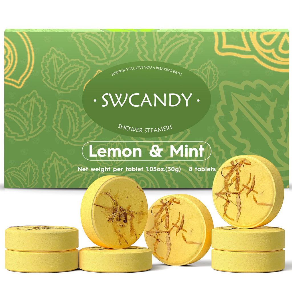SWCANDY Shower Steamers Aromatherapy – Lemon Mint (8 pcs) Gift for Women