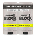 SweatBlock Clinical Strength Deodorant & Antiperspirant – Sandalwood & Amber, 2 Pack