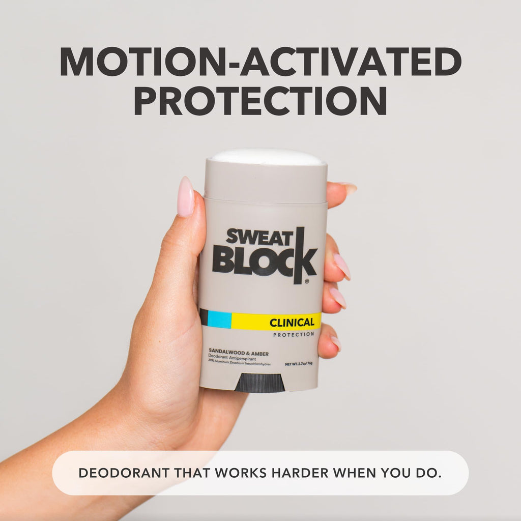 SweatBlock Clinical Strength Deodorant & Antiperspirant – Sandalwood & Amber, 2 Pack
