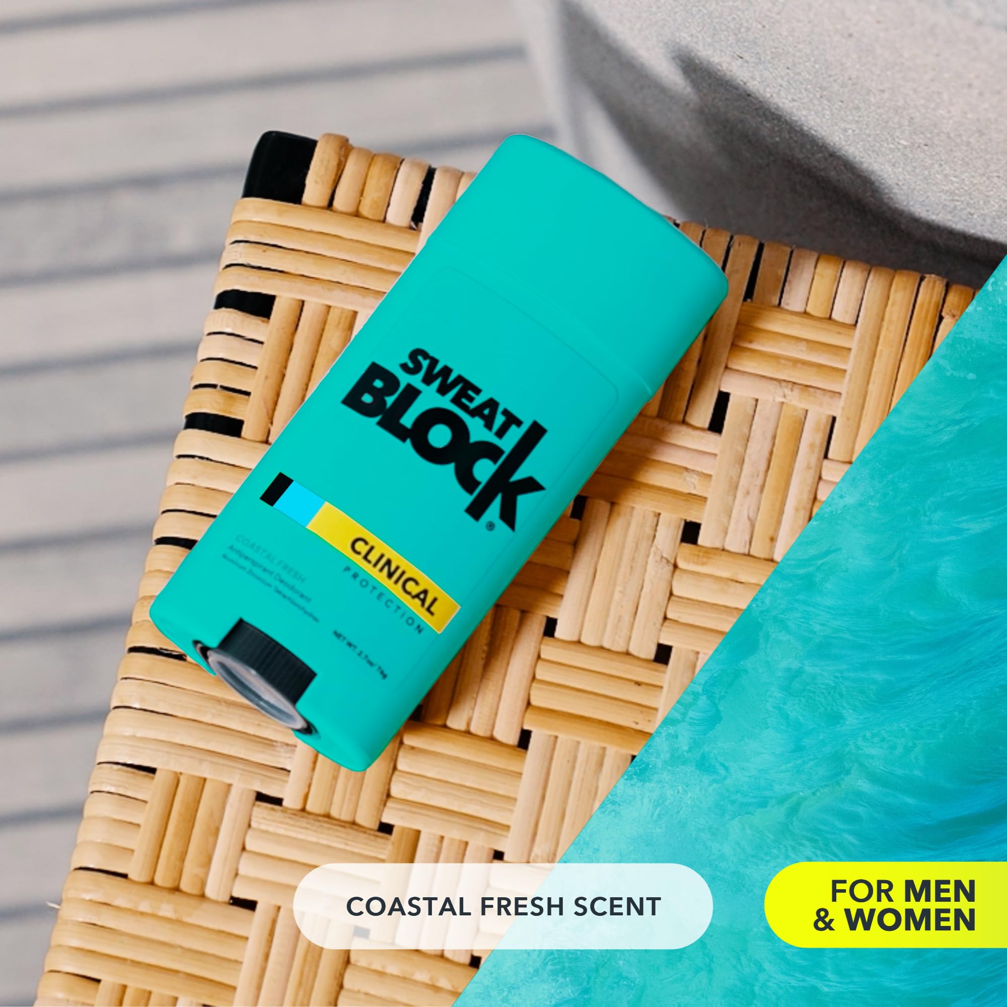 SweatBlock Deodorant Antiperspirant for Women & Men – 48 Hour Sweat & Odor Protection – Coastal Fresh