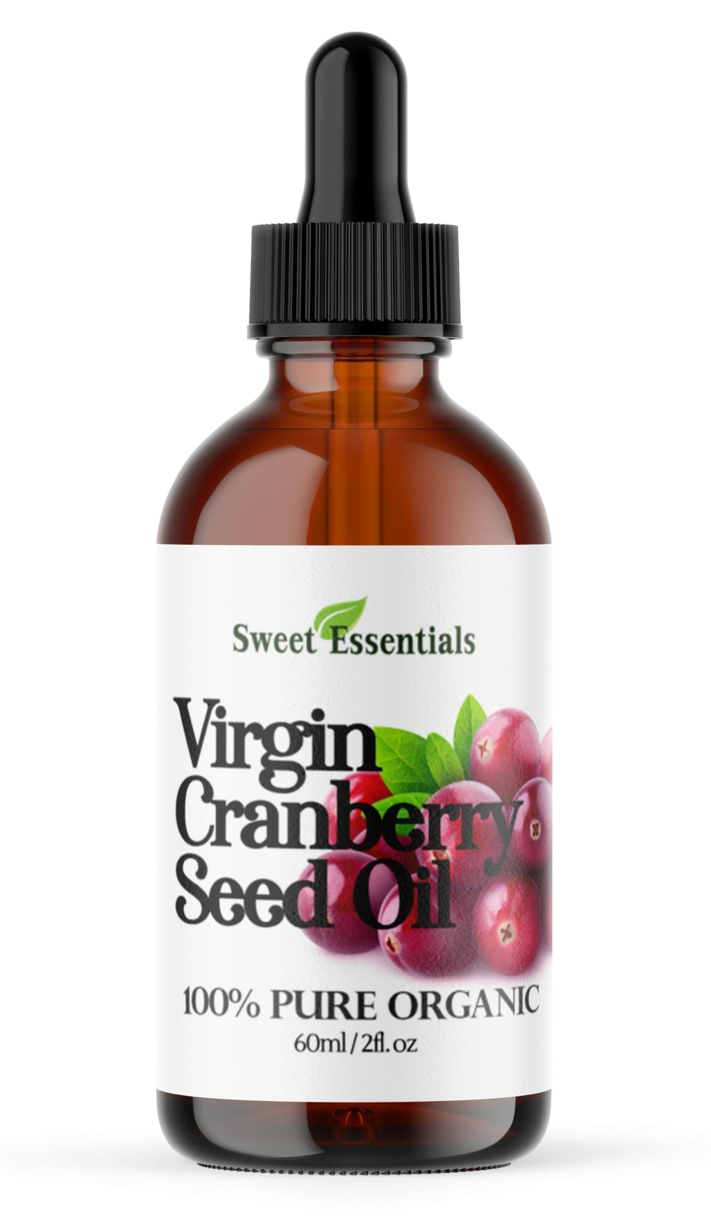 Sweet Essentials Organic Virgin Cranberry Seed Oil – Cold-Pressed, 2 oz Glass