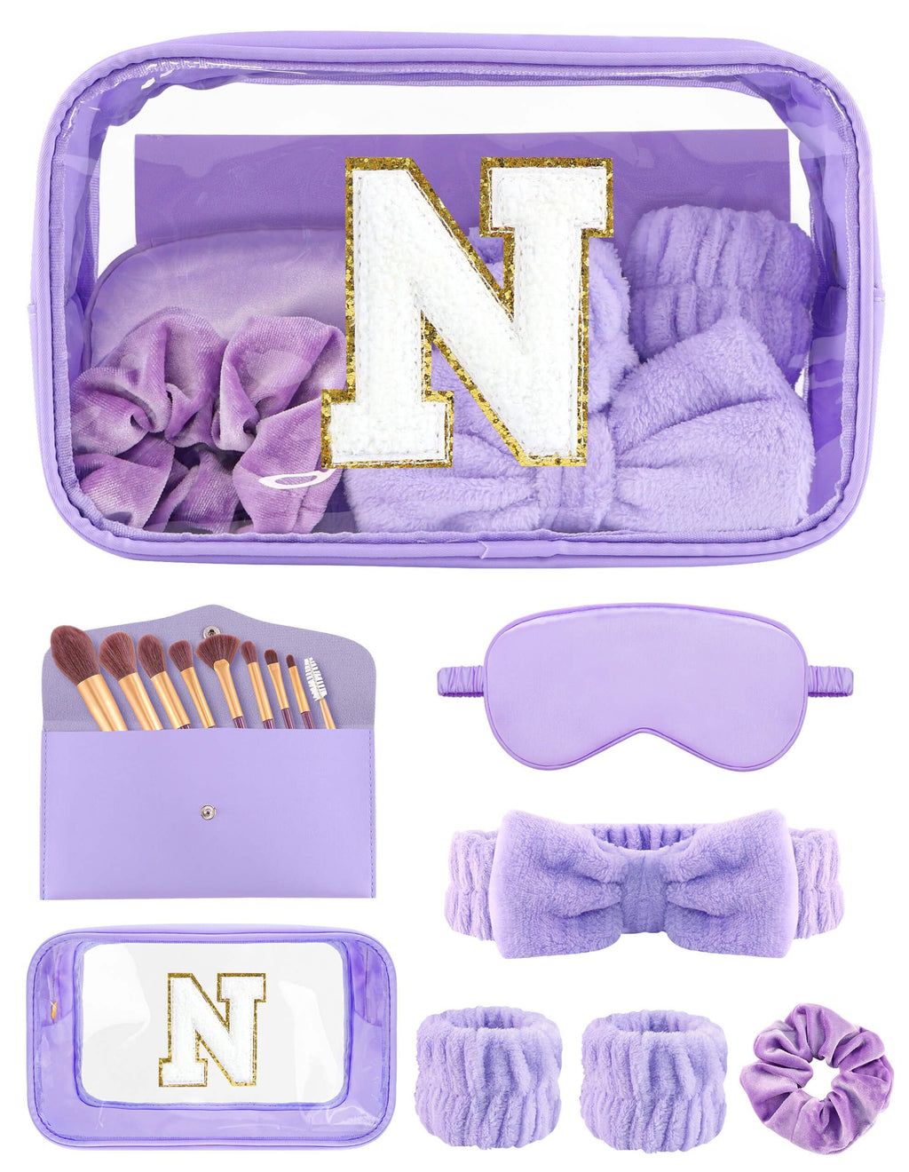 Sweet Lion Gift Sets for Women – Initial Makeup Bag & Brush Set