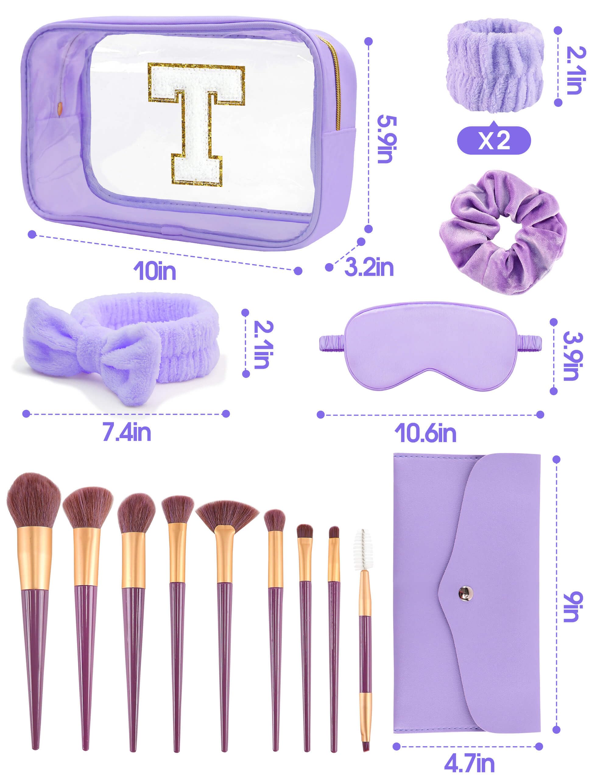 Sweet Lion Gift Sets for Women | Initial Makeup Bag & Brush Set
