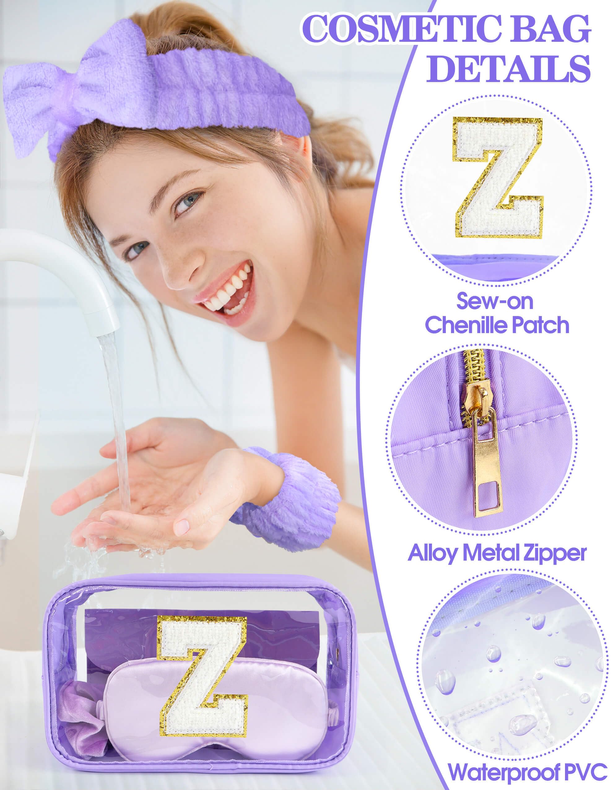 Sweet Lion Gift Sets for Women – Initial Makeup Bag & Makeup Brush Set for Sleepovers