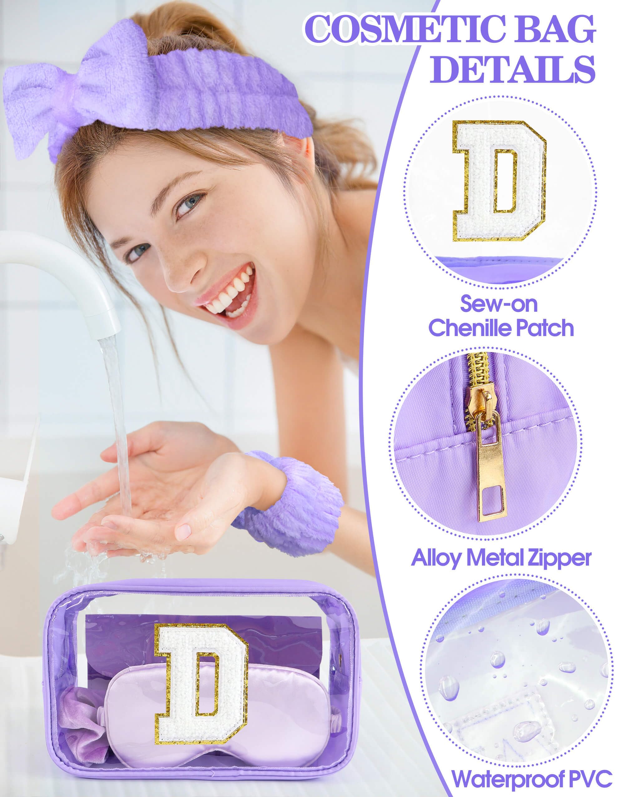 Sweet Lion Gift Sets for Women | Initial Makeup Bag & Brush Set | Spa Kit & Party Favors
