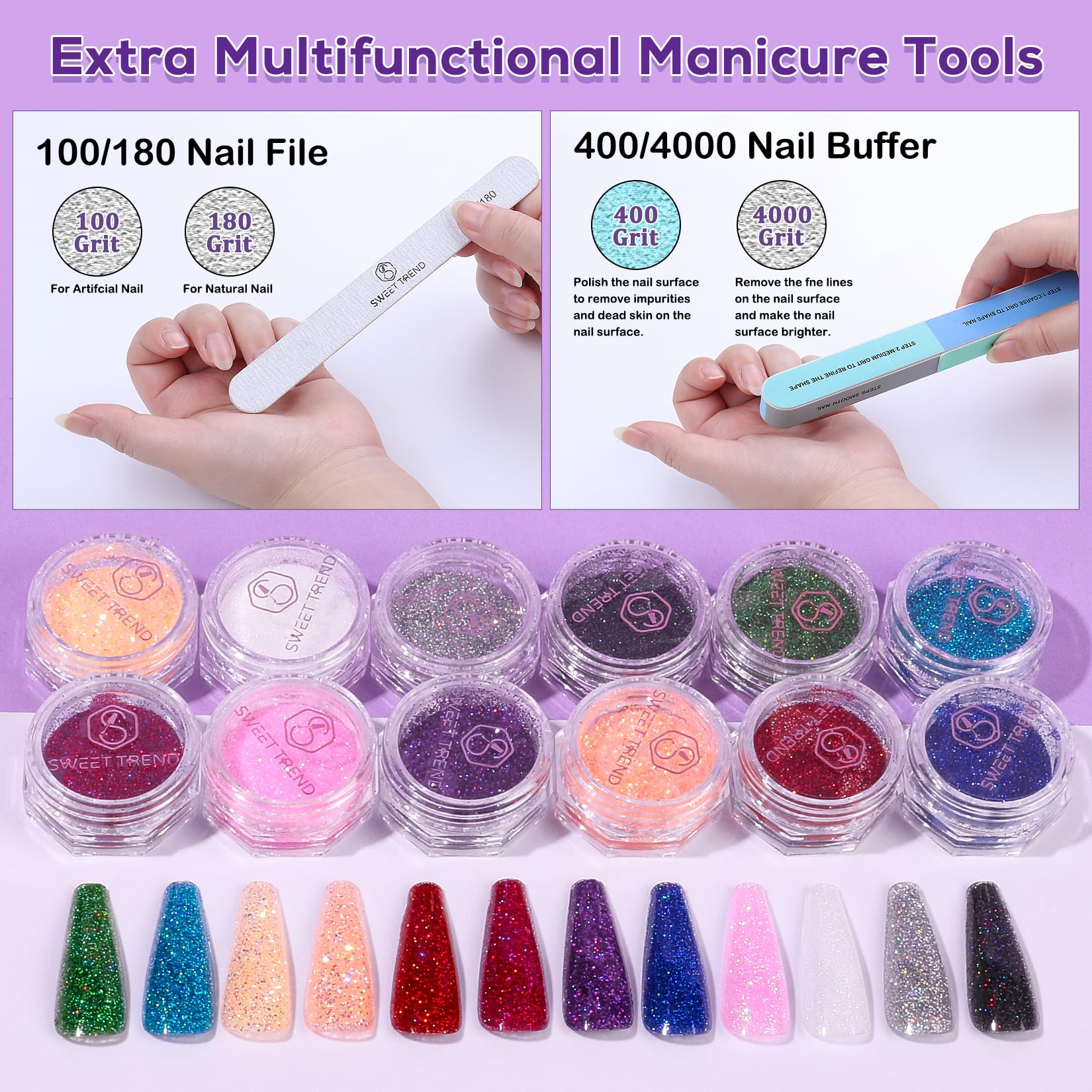 Sweet Trend Beginners Nail Kit Acrylic Set | All-in-One Starter for DIY Nail Art