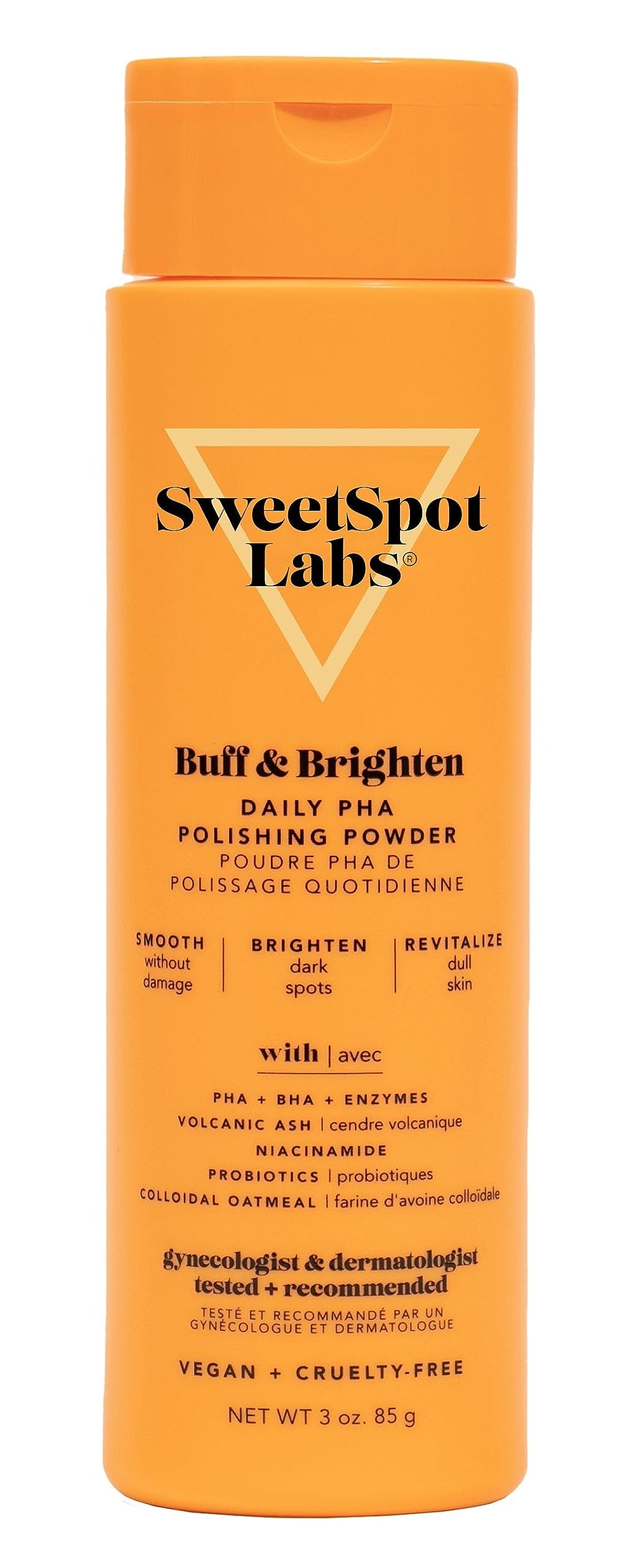 SweetSpot Labs Buff & Brighten PHA Powder Exfoliator — Target Ingrown Hair + Strawberry Legs, 3 oz