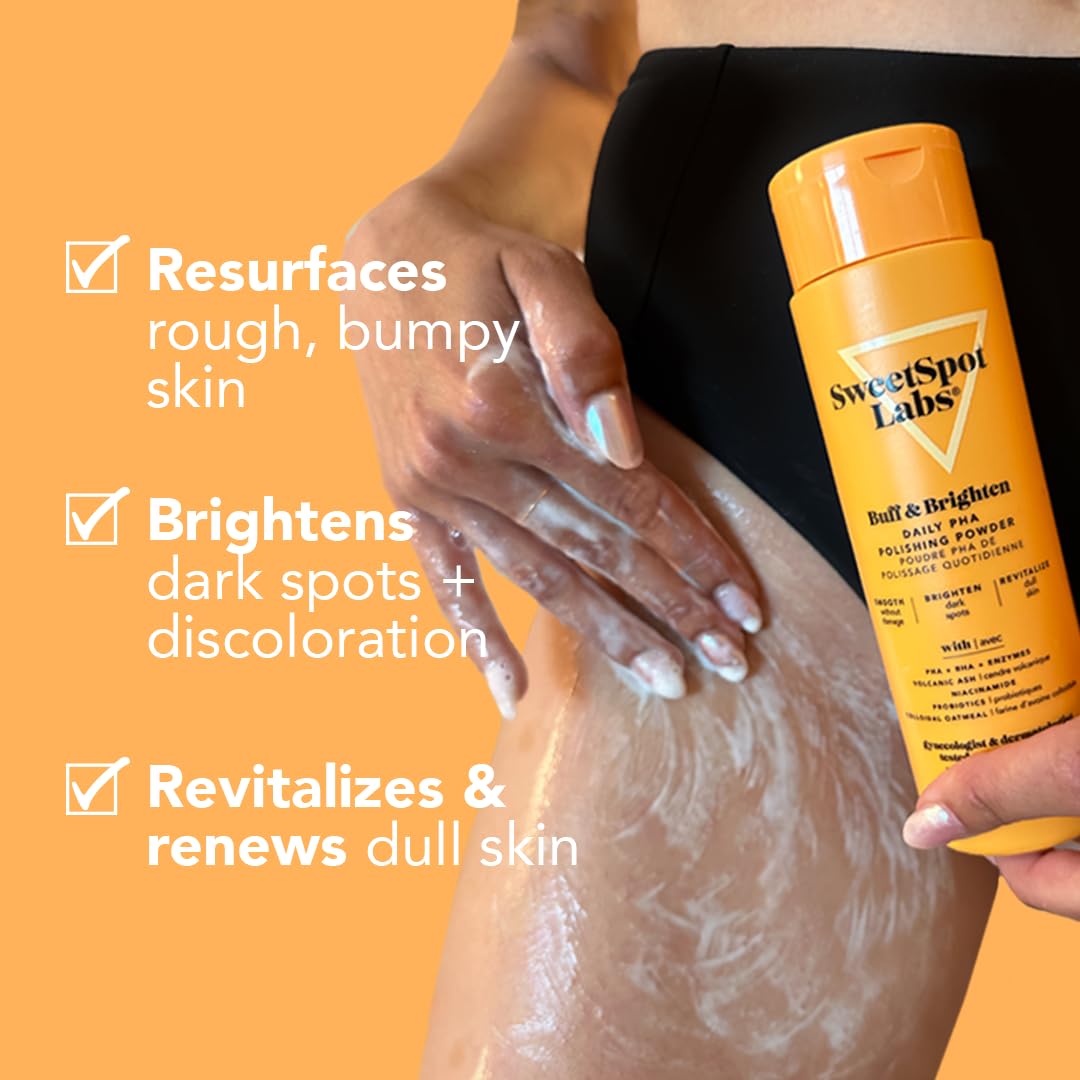 SweetSpot Labs Buff & Brighten PHA Powder Exfoliator — Target Ingrown Hair + Strawberry Legs, 3 oz