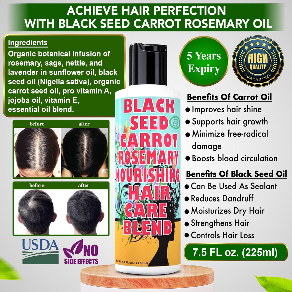 SWEET SUNNAH Black Seed Hair Growth Oil – Carrot & Rosemary, 5 oz