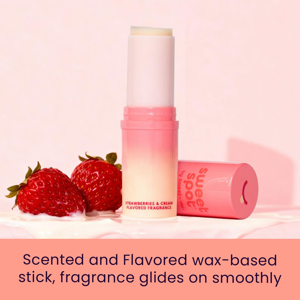 SweetSpot Flavored Solid Perfume Stick – Strawberries & Cream | Travel-Ready, Long-Lasting Fragrance by Sweetums