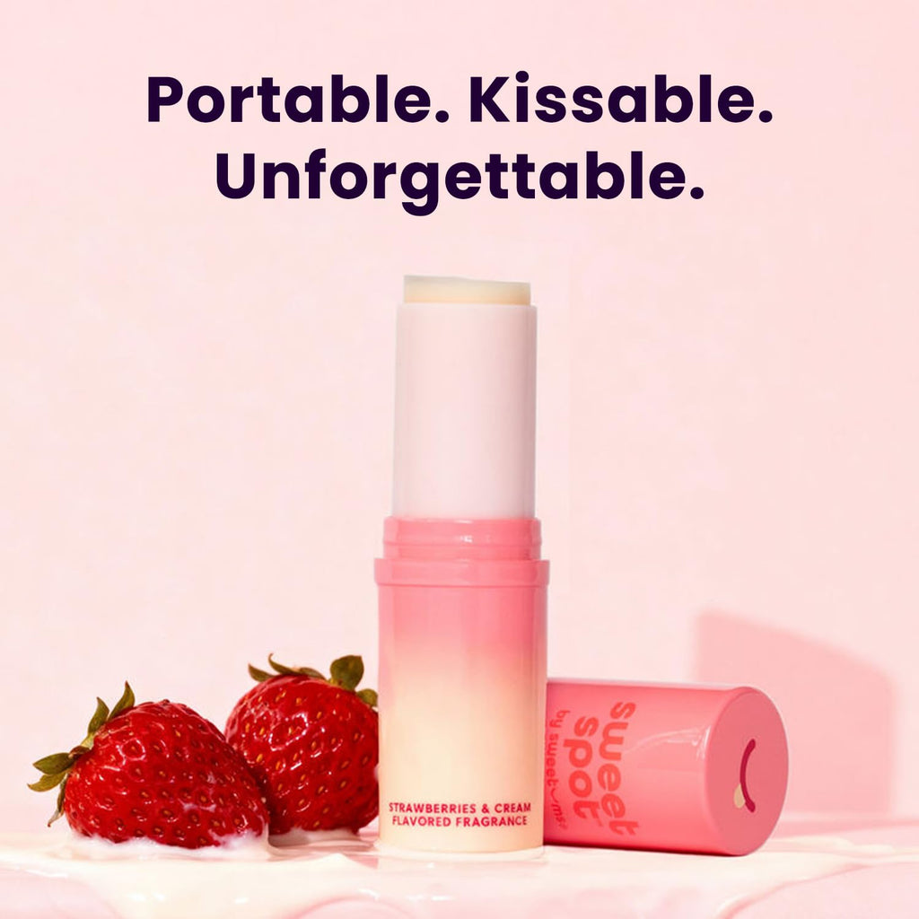 SweetSpot Flavored Solid Perfume Stick – Strawberries & Cream | Travel-Ready, Long-Lasting Fragrance by Sweetums