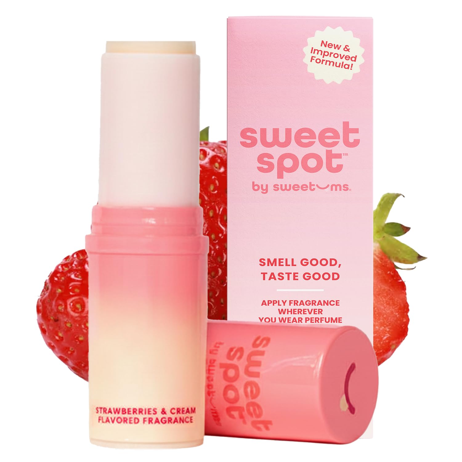 SweetSpot Flavored Solid Perfume Stick – Strawberries & Cream | Travel-Ready, Long-Lasting Fragrance by Sweetums