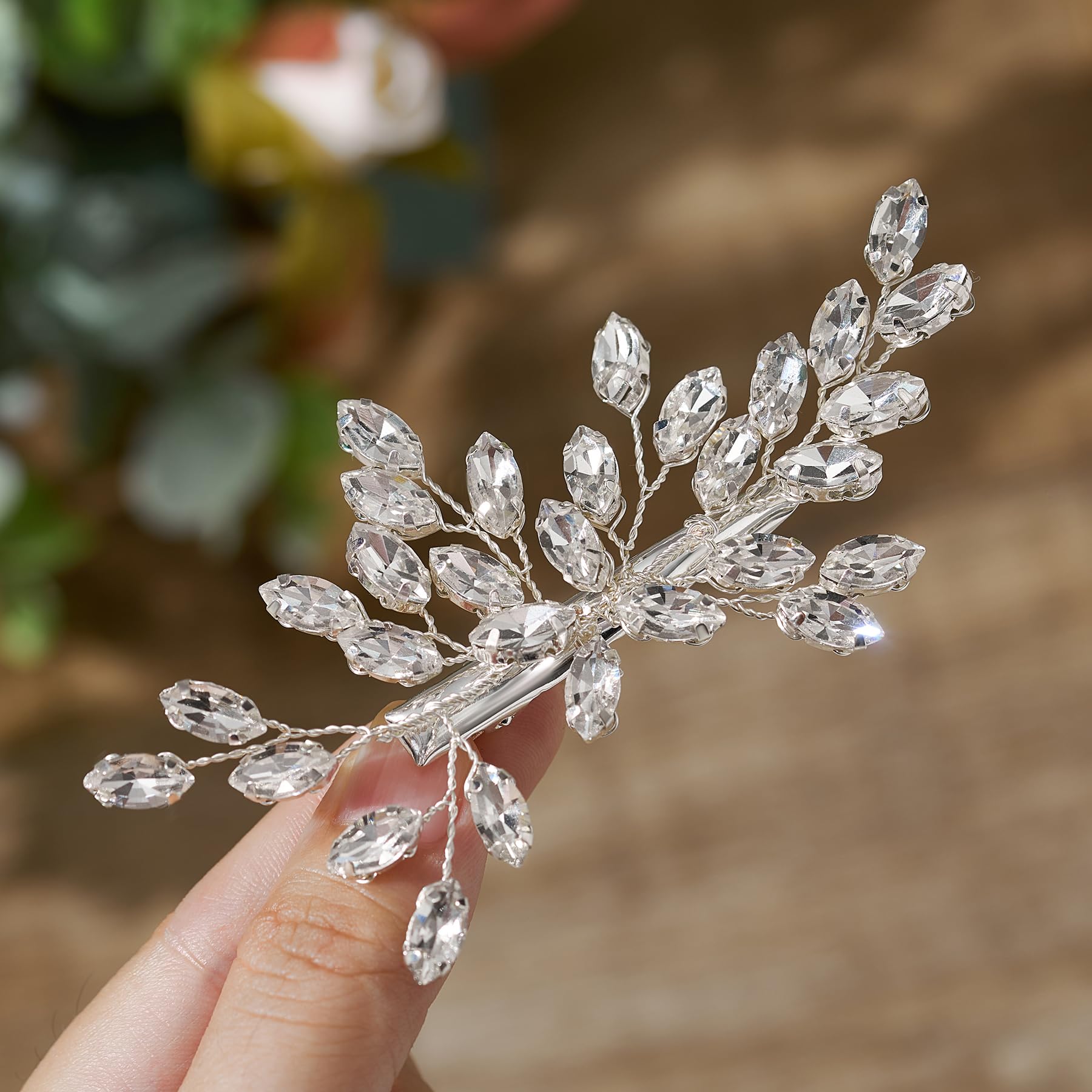 SWEETV Rhinestone Bride Hair Clip - Silver Crystal Bridal Hair Comb
