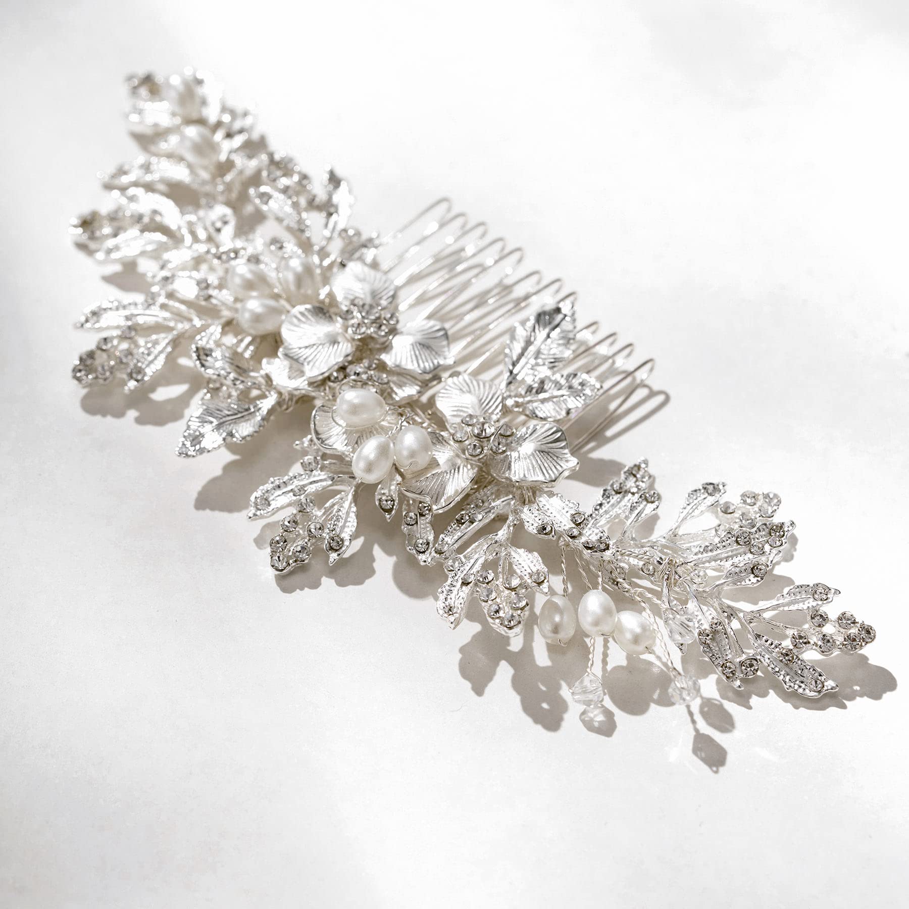 SweetV Handmade Wedding Hair Comb Clip – Rhinestone Silver Bridal Accessory