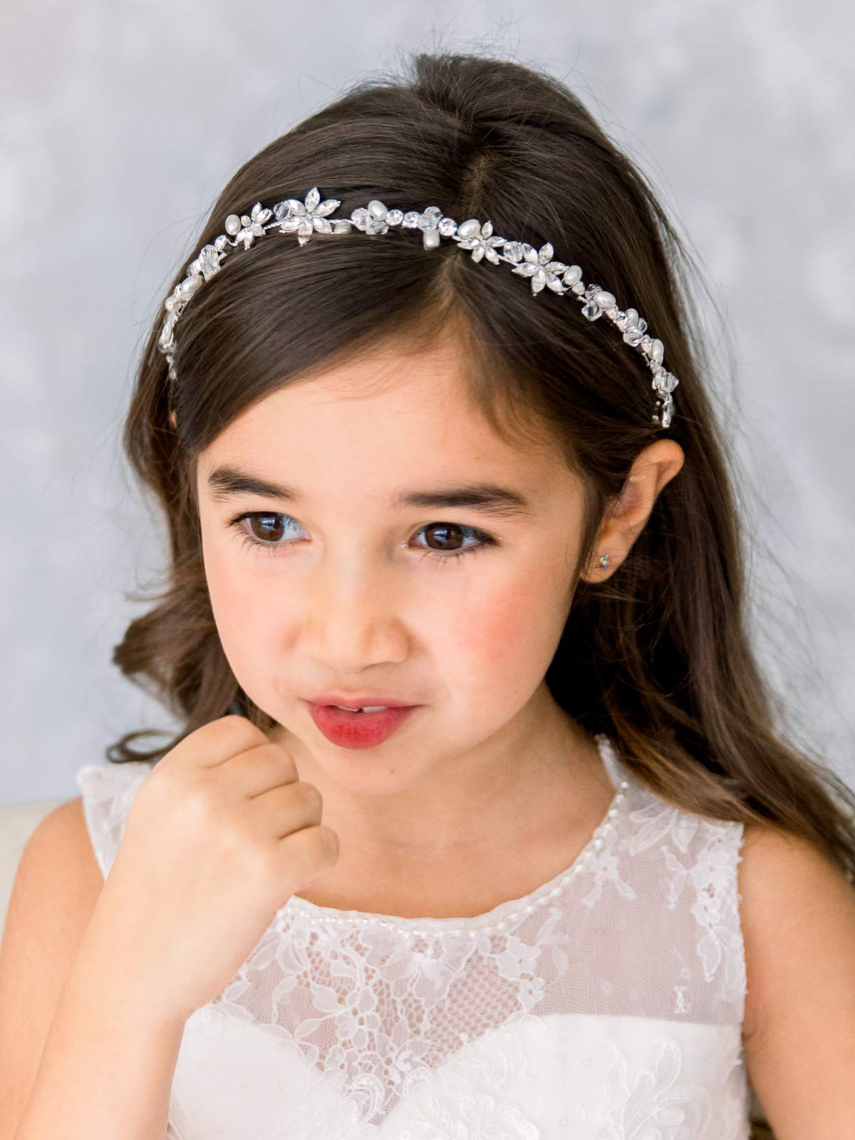 SWEETV Silver Flower Girl Headpiece – Crystal Floral Hair Accessory for Weddings & Parties