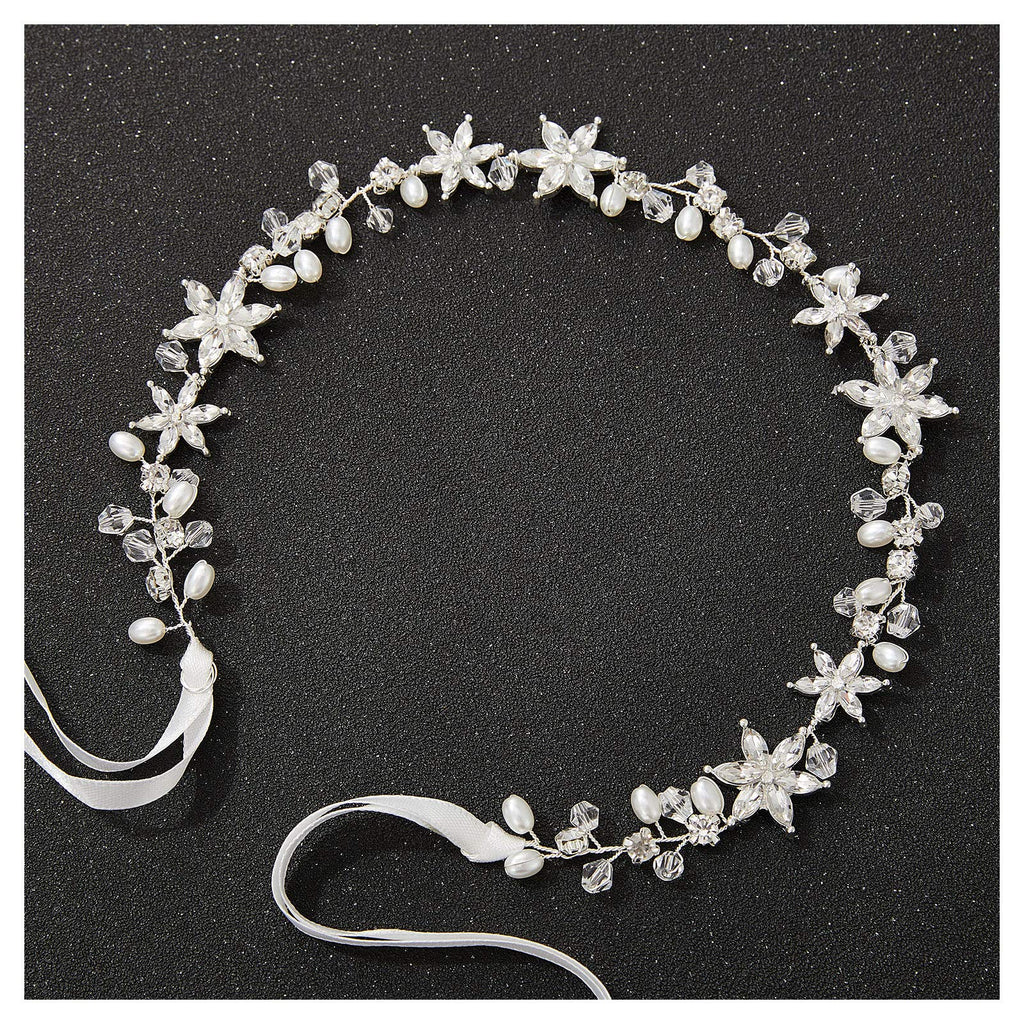 SWEETV Silver Flower Girl Headpiece – Crystal Floral Hair Accessory for Weddings & Parties