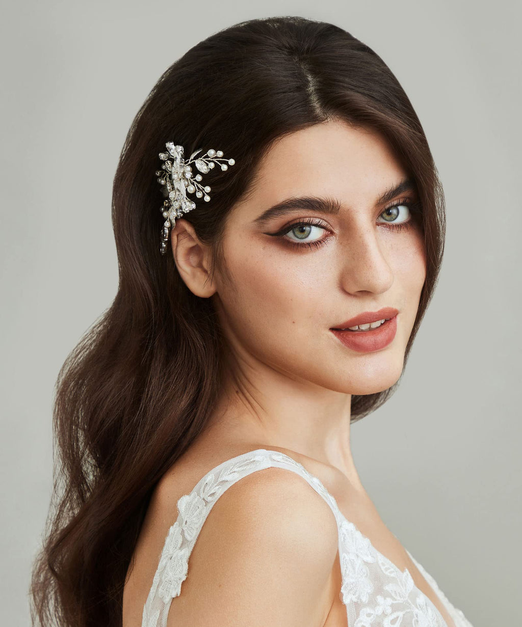 SWEETV Silver Bridal Hair Comb with Crystals & Pearls – Handmade Wedding Accessory