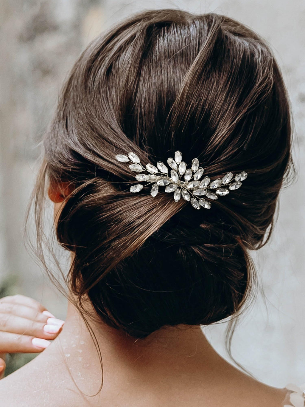 SWEETV Rhinestone Bride Hair Clip - Silver Crystal Bridal Hair Comb