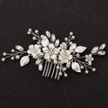 SWEETV Silver Bridal Hair Comb with Crystals & Pearls – Handmade Wedding Accessory