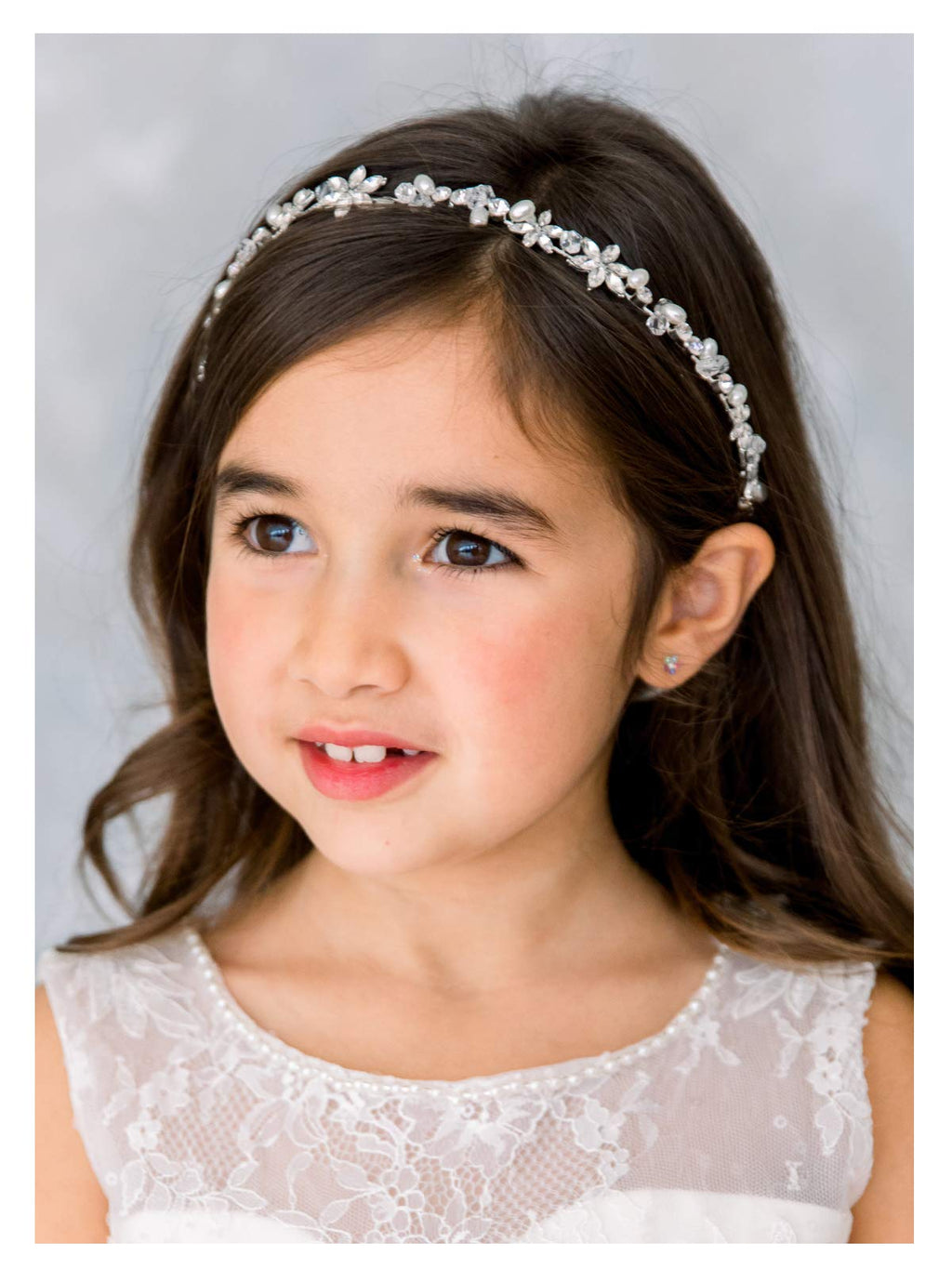 SWEETV Silver Flower Girl Headpiece – Crystal Floral Hair Accessory for Weddings & Parties