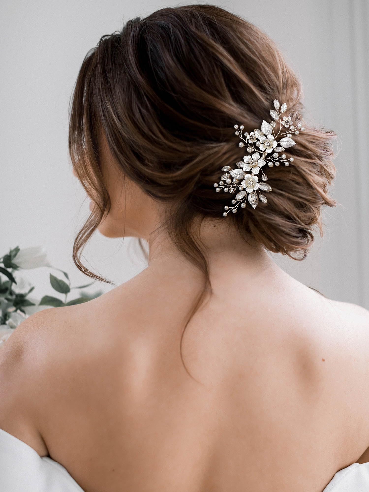 SWEETV Silver Bridal Hair Comb with Crystals & Pearls – Handmade Wedding Accessory