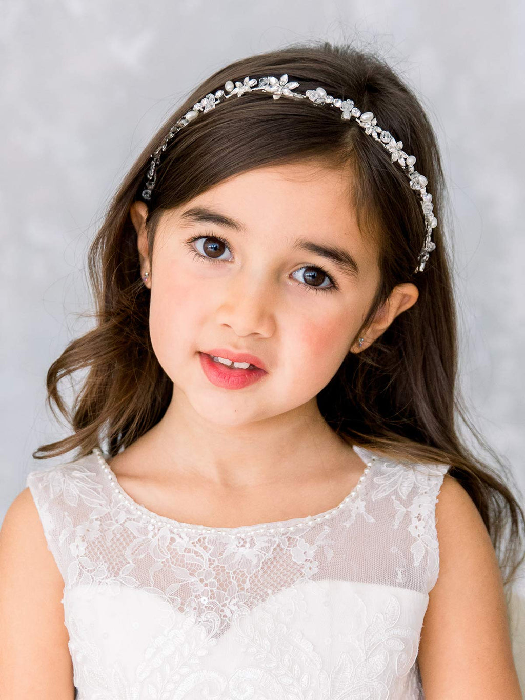 SWEETV Silver Flower Girl Headpiece – Crystal Floral Hair Accessory for Weddings & Parties