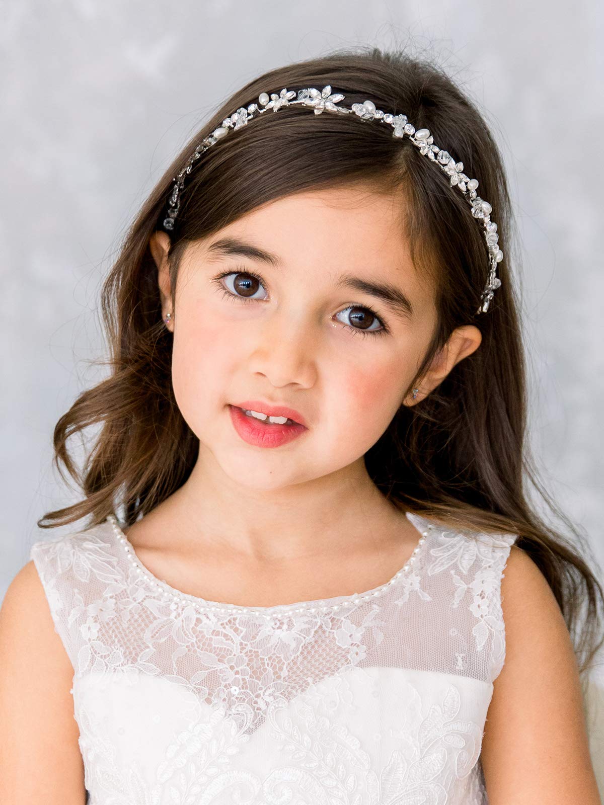 SWEETV Silver Flower Girl Headpiece – Crystal Floral Hair Accessory for Weddings & Parties