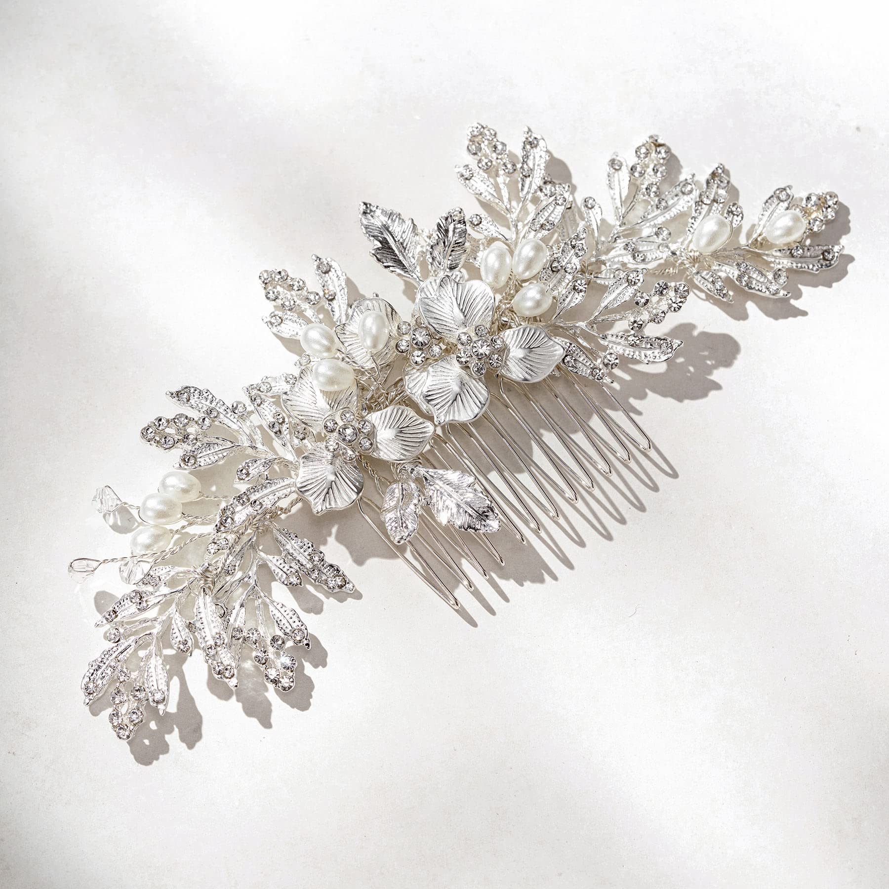 SweetV Handmade Wedding Hair Comb Clip – Rhinestone Silver Bridal Accessory