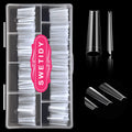 SWETIDY 500pcs No C Curve XL Coffin Nail Tips – Clear Long Coffin Acrylic Nails, 10 Sizes in Box