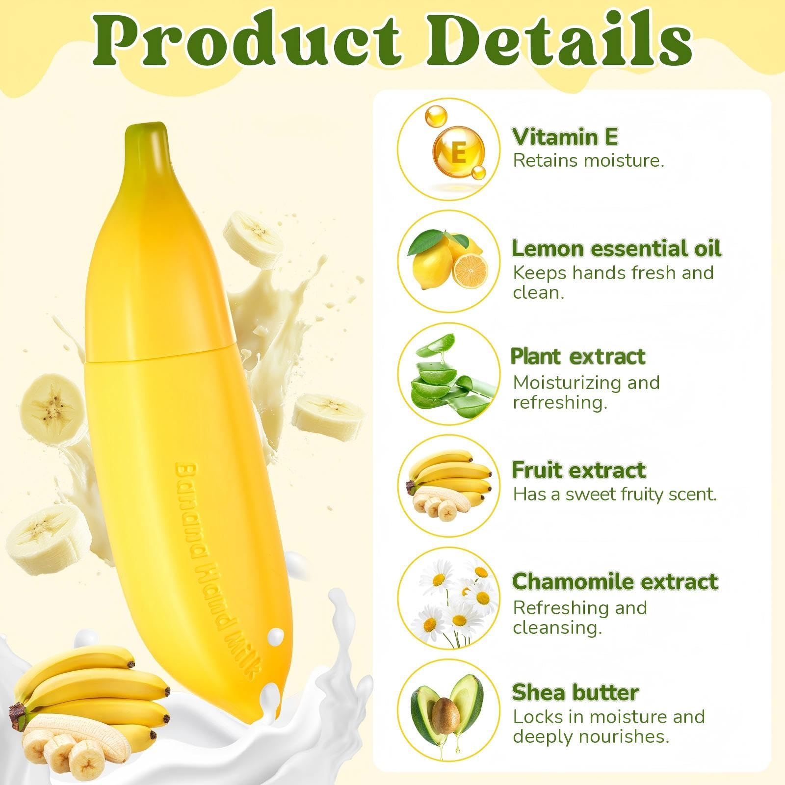 Swiffen 12 Pcs Banana Hand Cream Gifts Set – Fruity Scent & Portable Hand Moisturizers