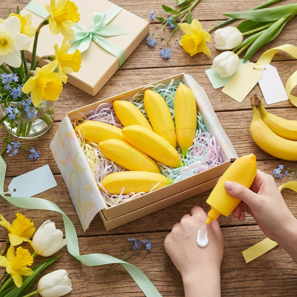 Swiffen 12 Pcs Banana Hand Cream Gifts Set – Fruity Scent & Portable Hand Moisturizers