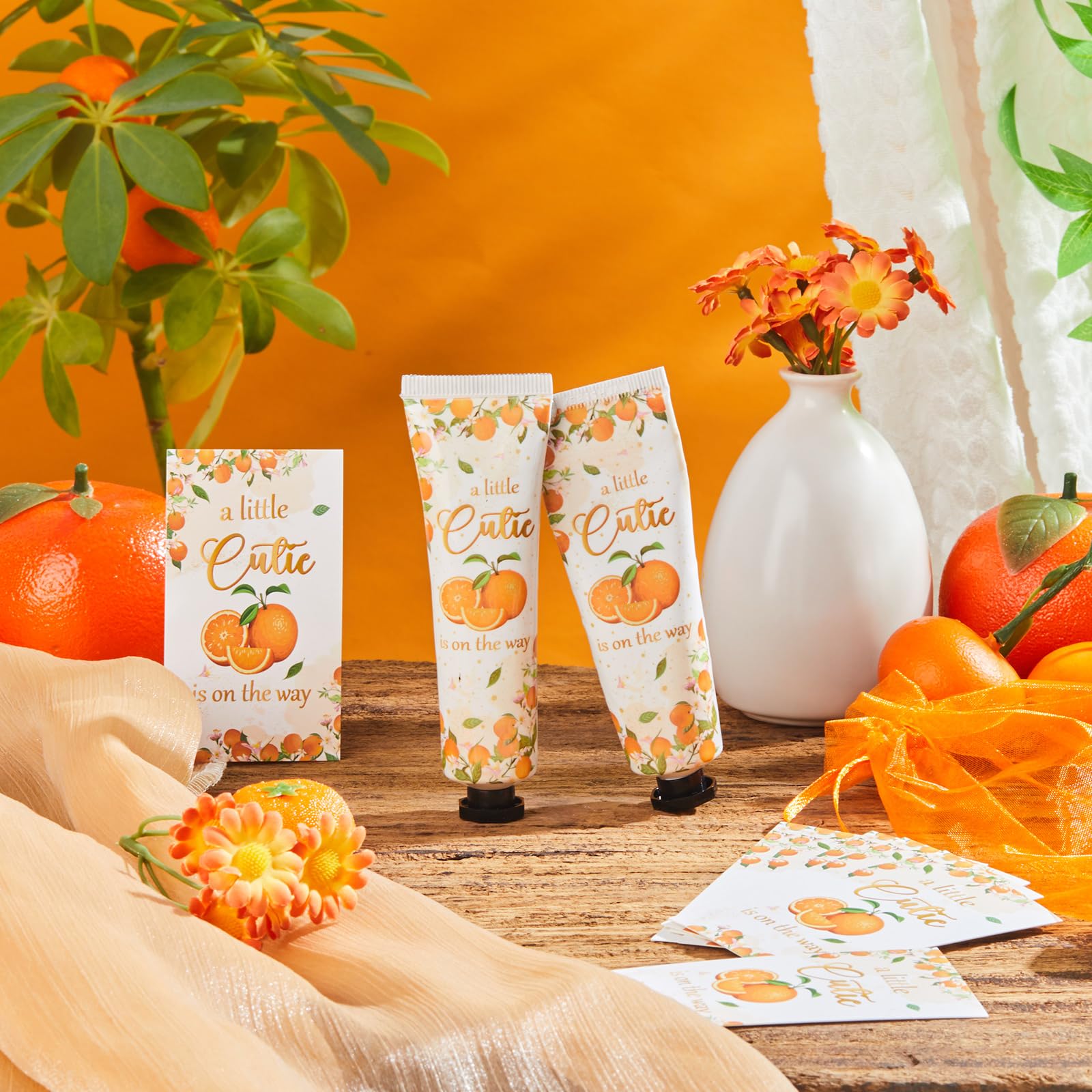 Swiffen 24 Sets Baby Shower Hand Cream Favors – Orange Cutie with Organza Bags