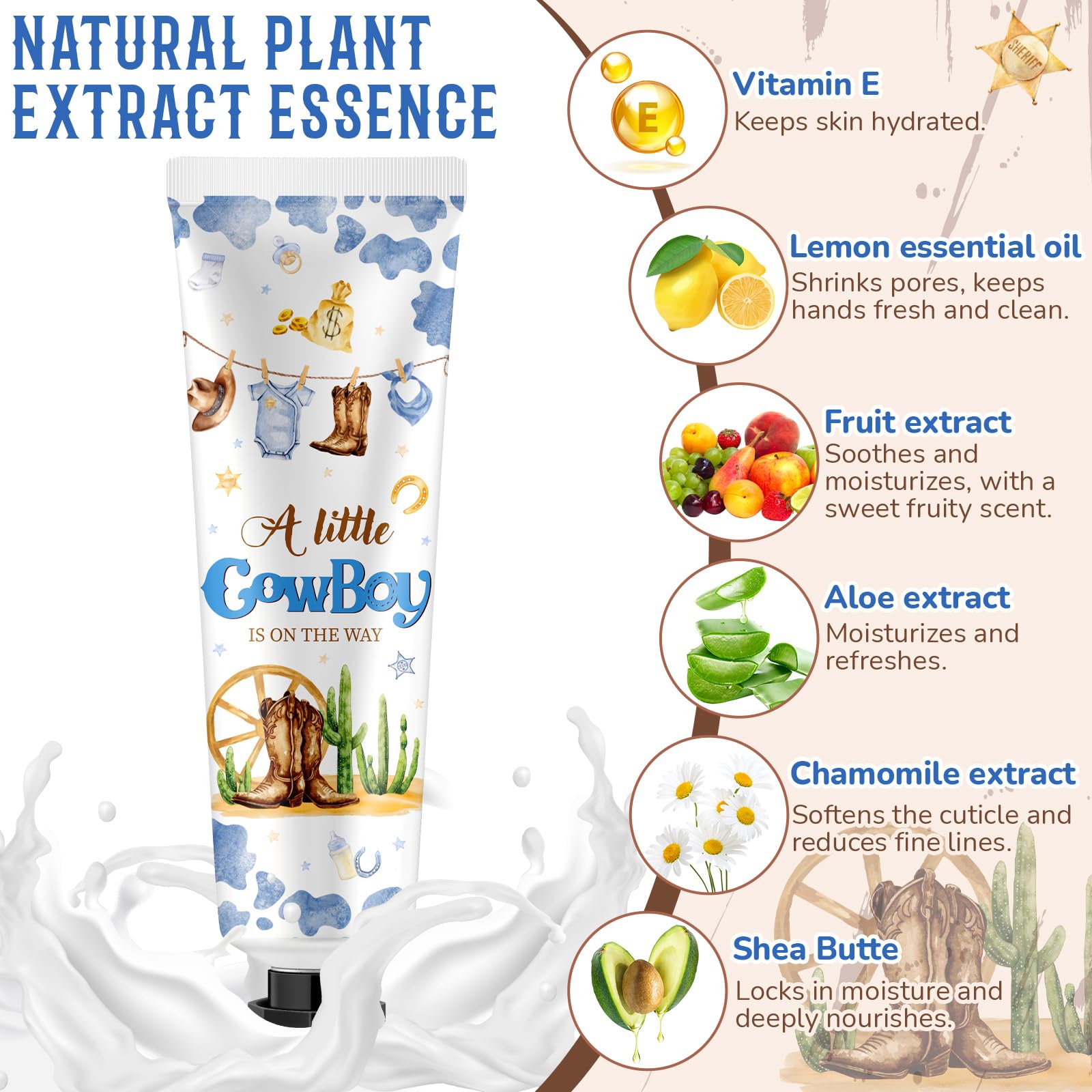 Swiffen 48-Piece Cowboy Hand Cream Gift Set for Baby Shower & Travel