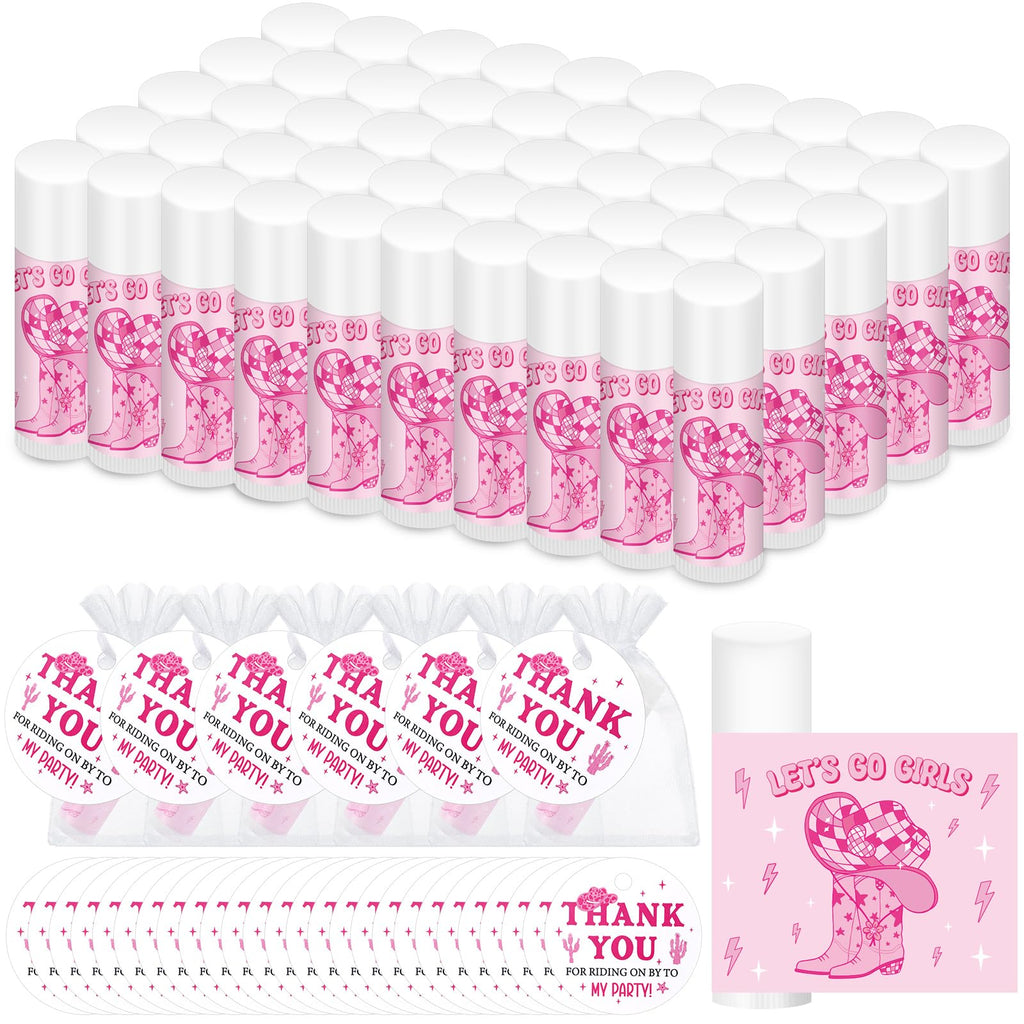 Swiffen 24-Set Lets Go Girls Cowgirl Lip Balm Party Favors with Organza Bags & Cards
