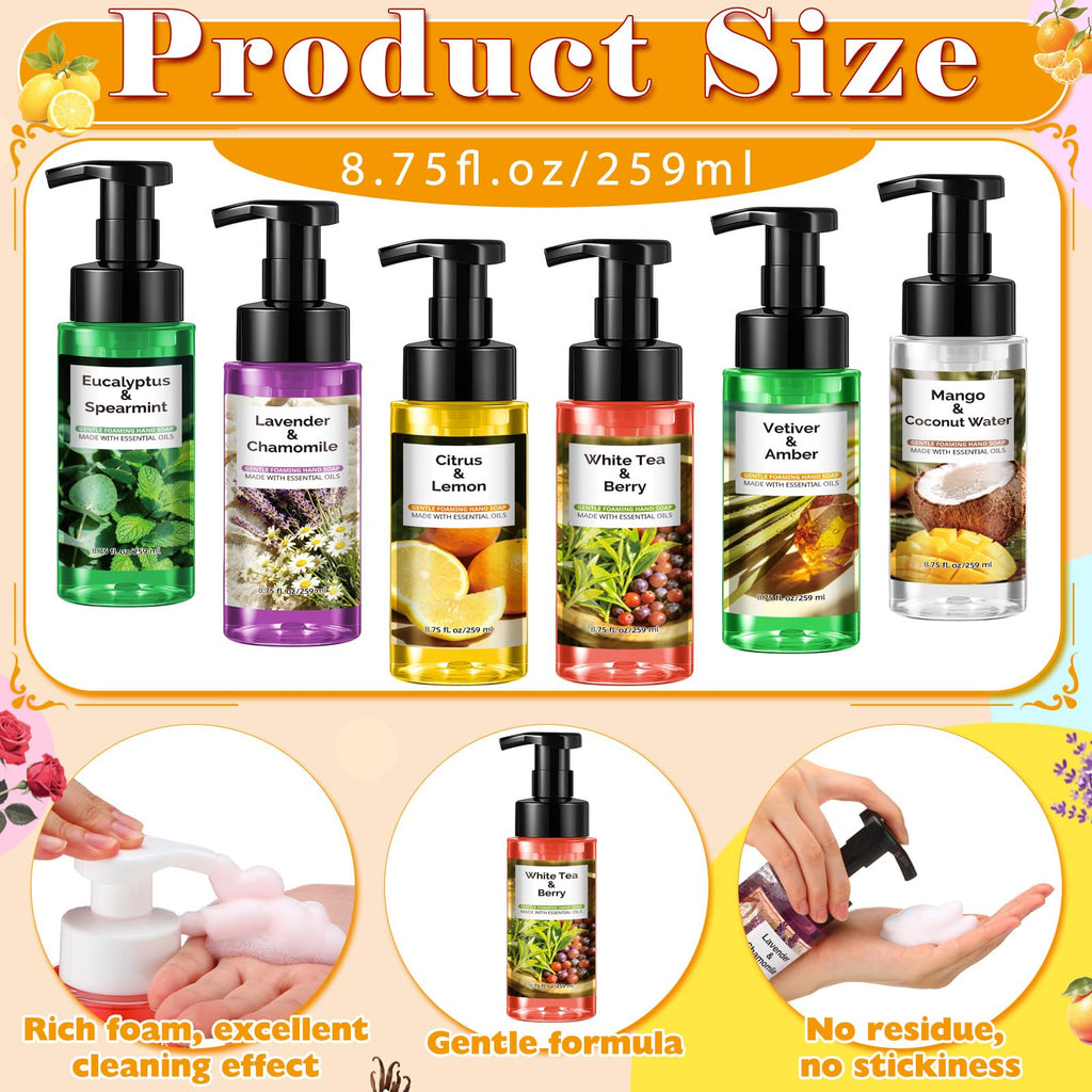 Swiffen 6 Pack Scented Foaming Hand Soap – Gentle, Moisturizing Liquid Hand Wash Gift Set (6 x 8.75 fl oz)