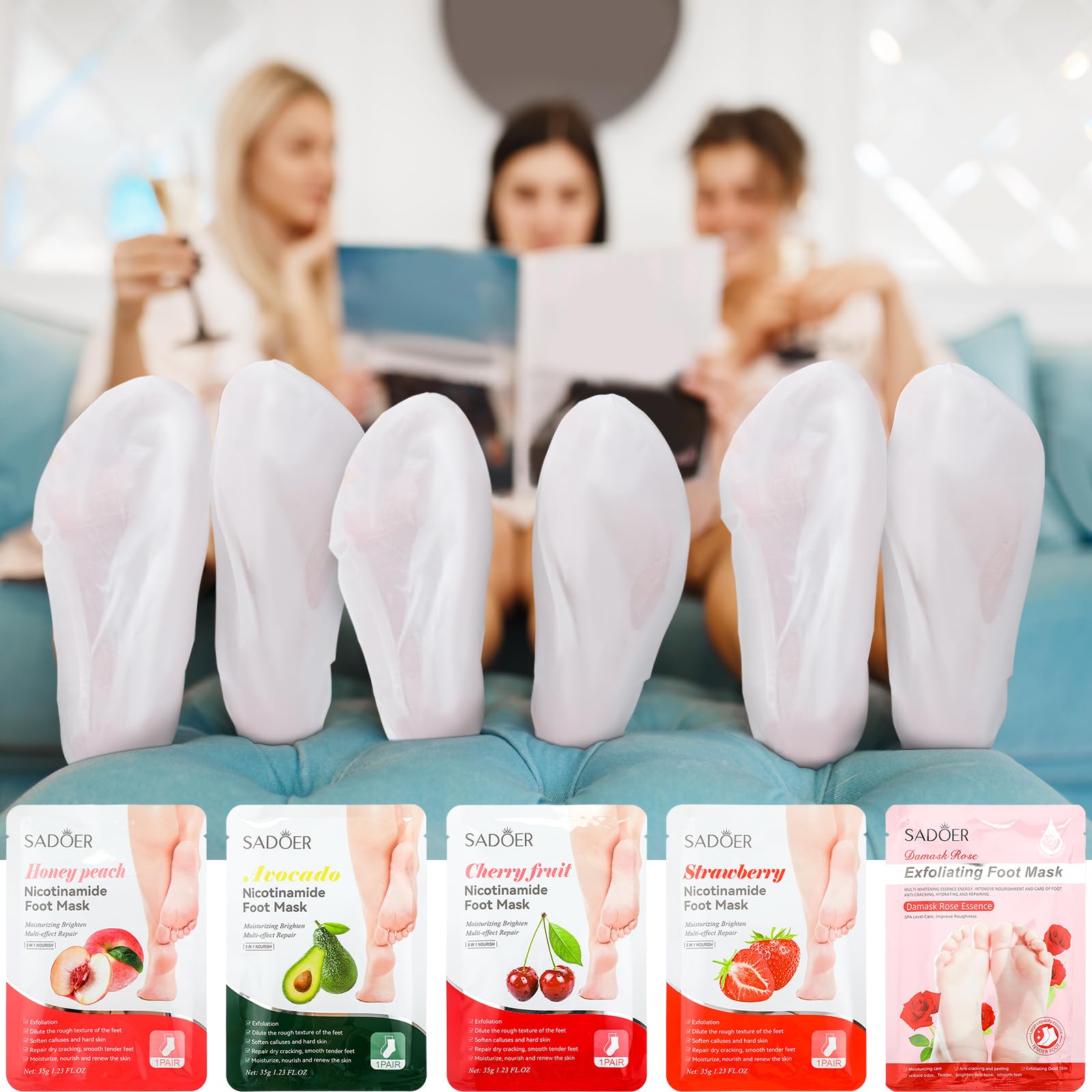 Swiffen 48-Piece Fruits Foot Mask Set — Hydrating Foot Care for Dry, Cracked Feet