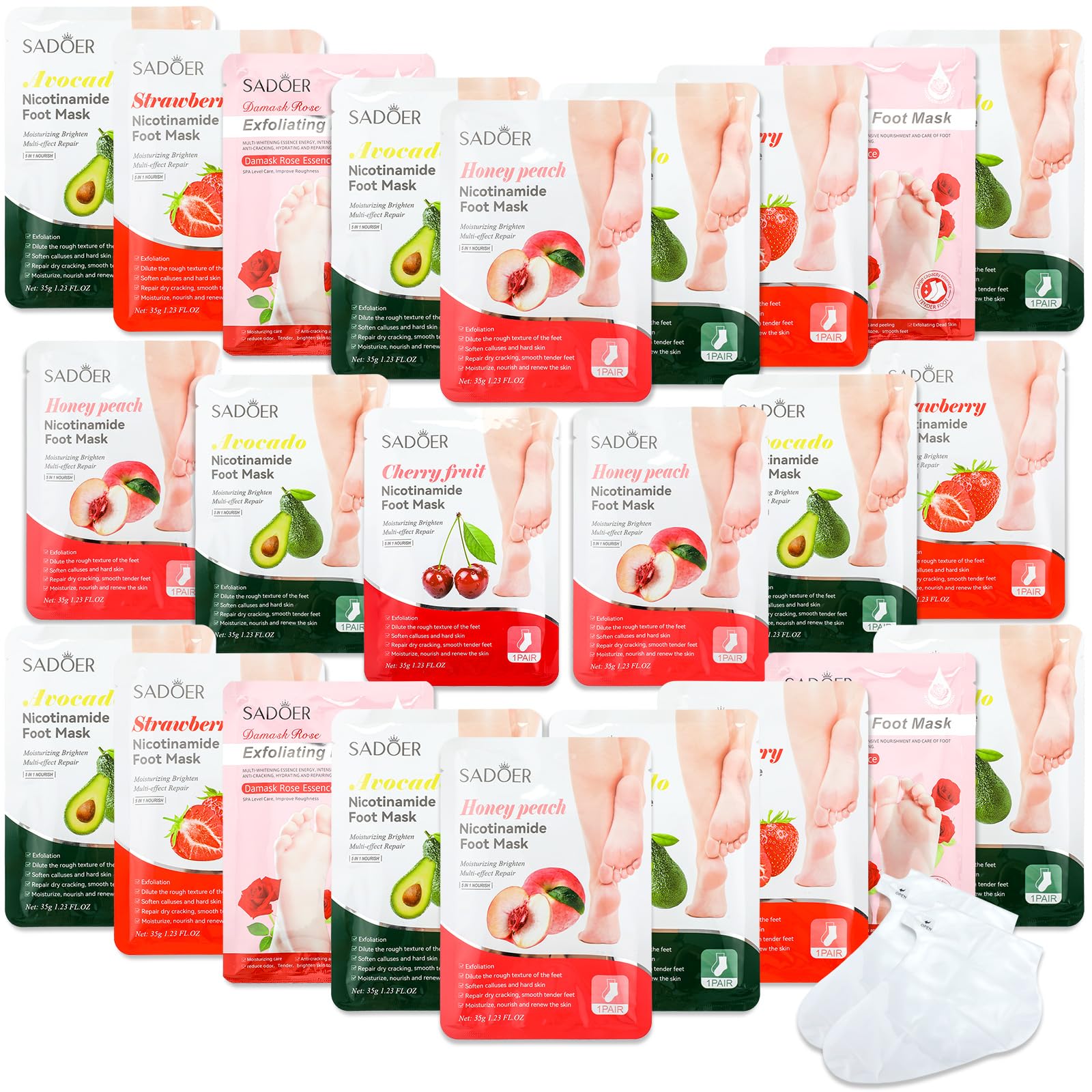 Swiffen 48-Piece Fruits Foot Mask Set — Hydrating Foot Care for Dry, Cracked Feet