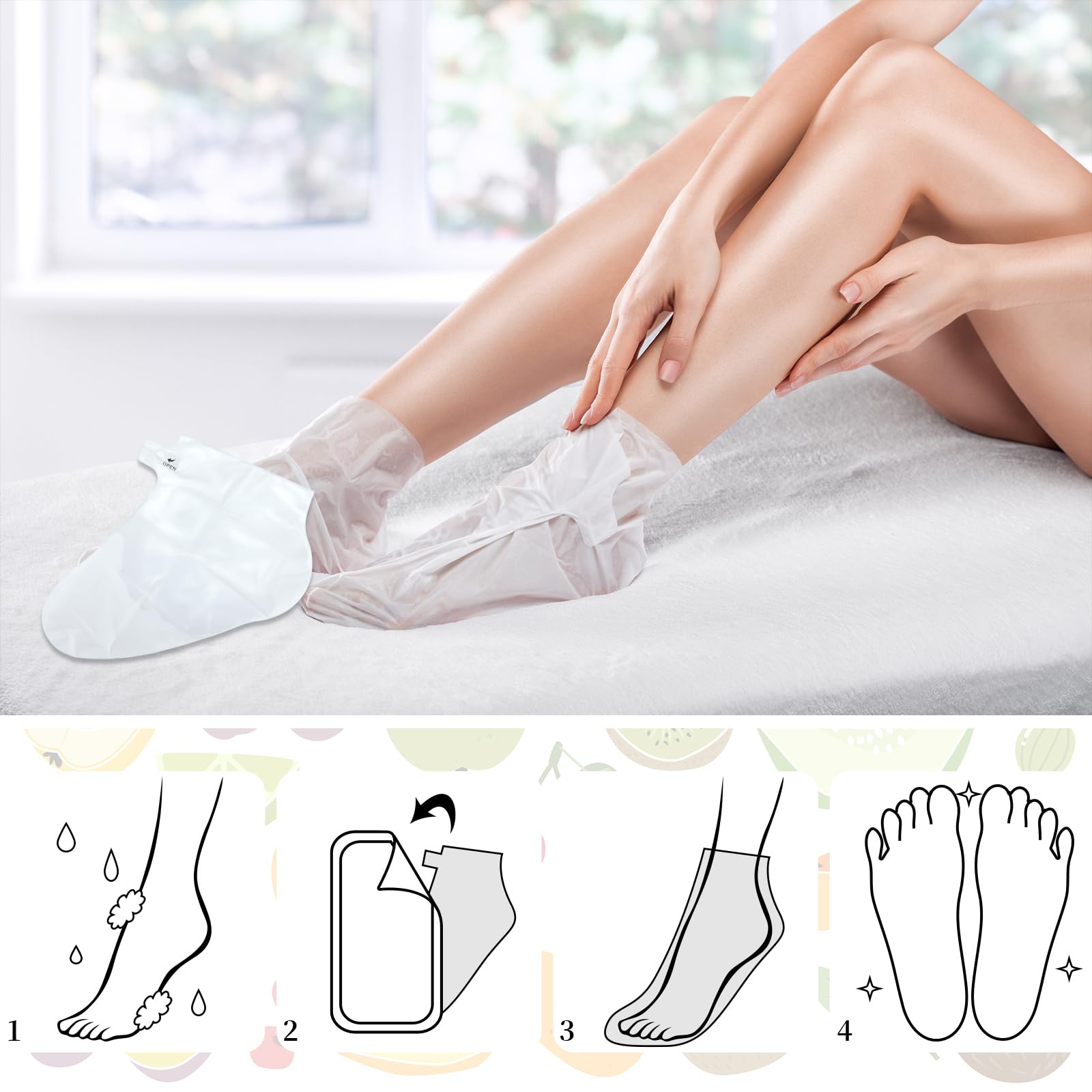 Swiffen 48-Piece Fruits Foot Mask Set — Hydrating Foot Care for Dry, Cracked Feet