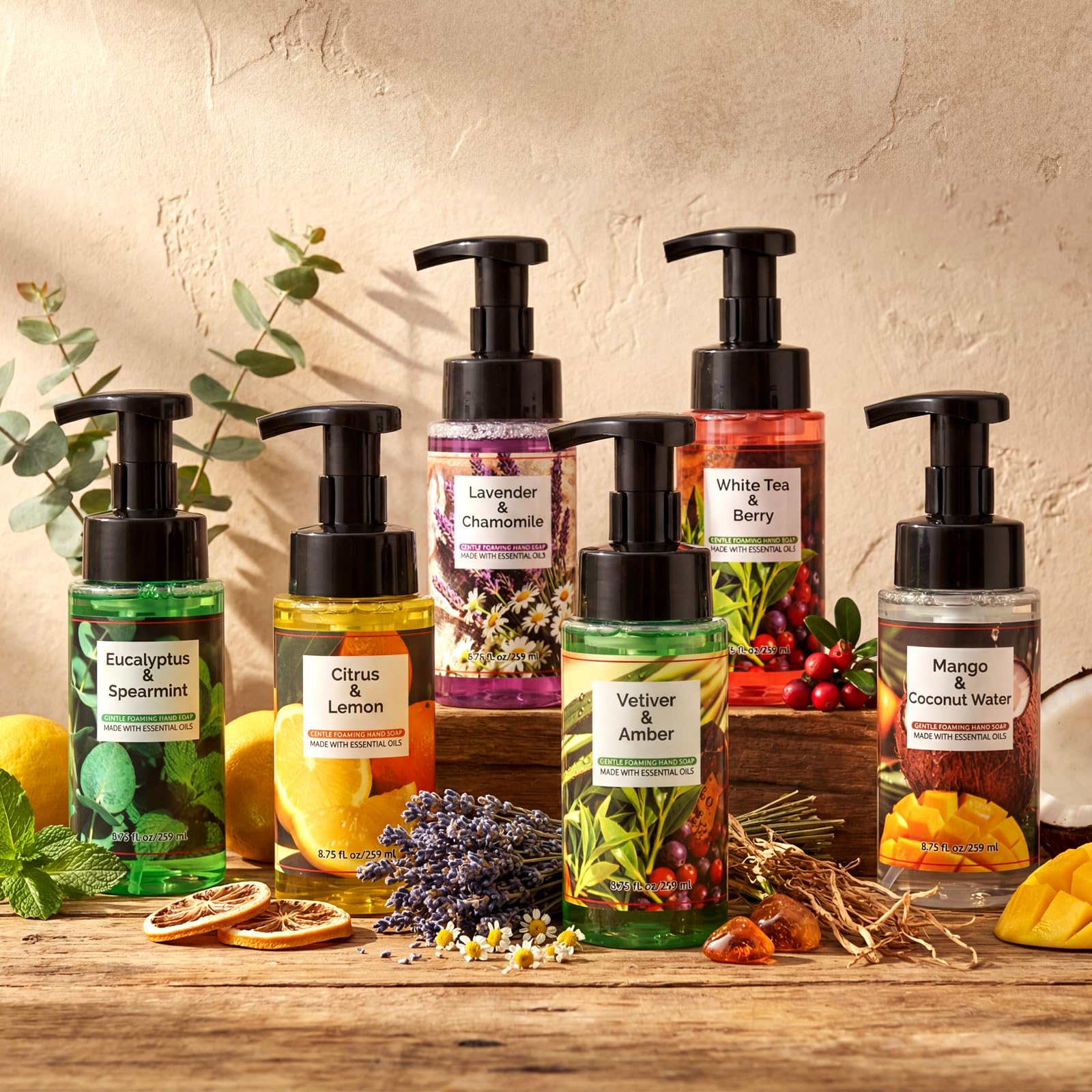 Swiffen 6 Pack Scented Foaming Hand Soap – Gentle, Moisturizing Liquid Hand Wash Gift Set (6 x 8.75 fl oz)
