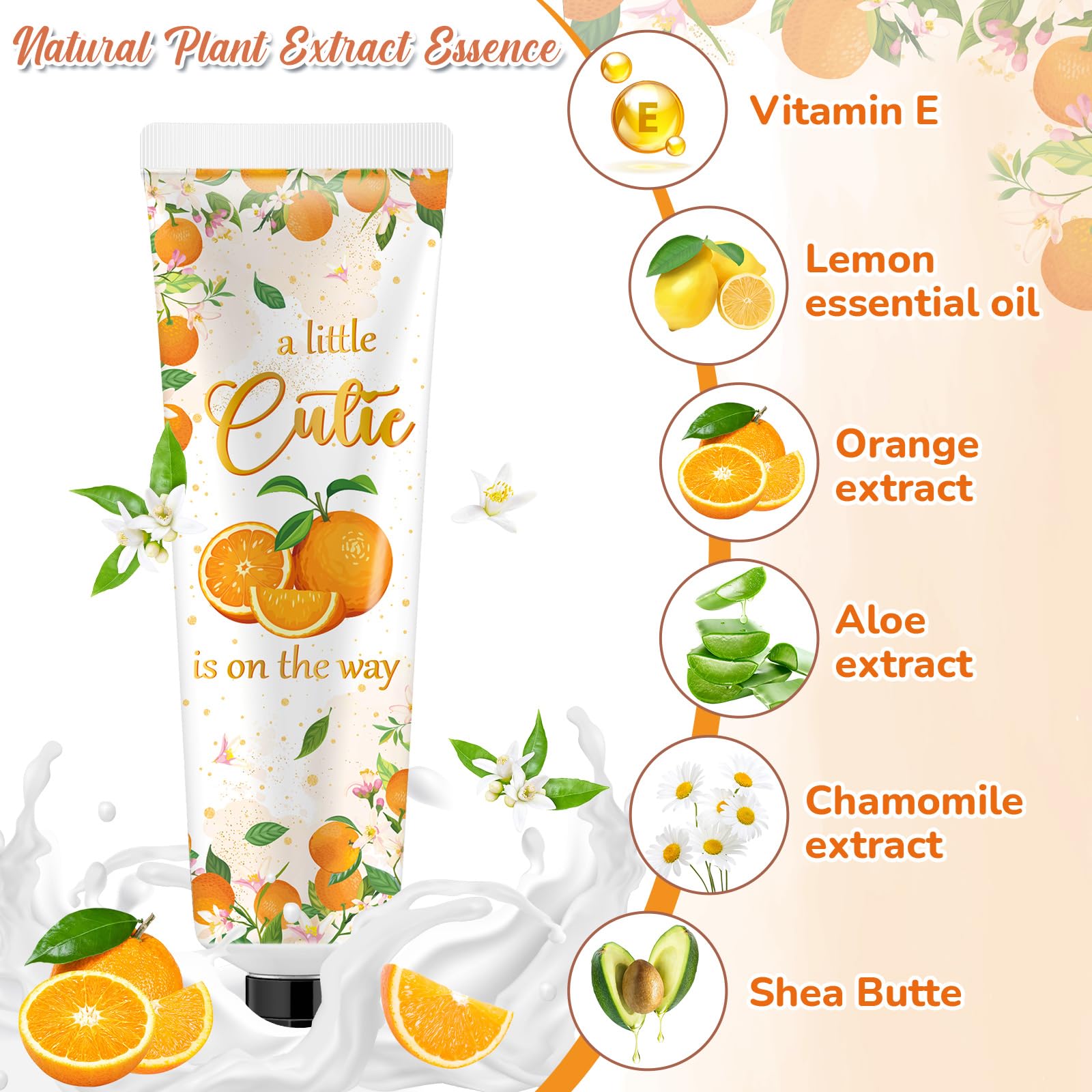 Swiffen 24 Sets Baby Shower Hand Cream Favors – Orange Cutie with Organza Bags
