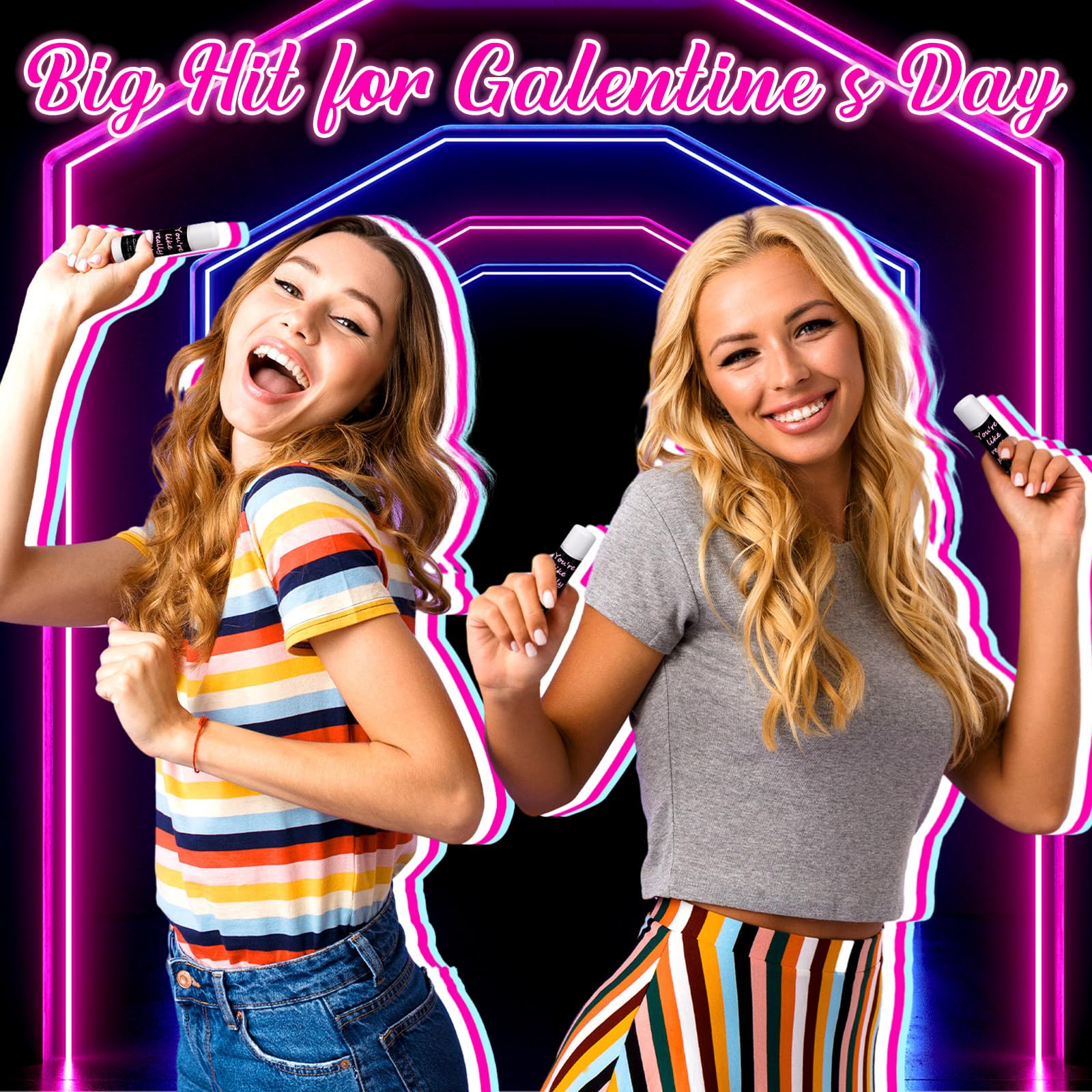Swiffen 50-Pack Valentine's Lip Balms Bulk Gifts for Women – Galentine's Day Neon