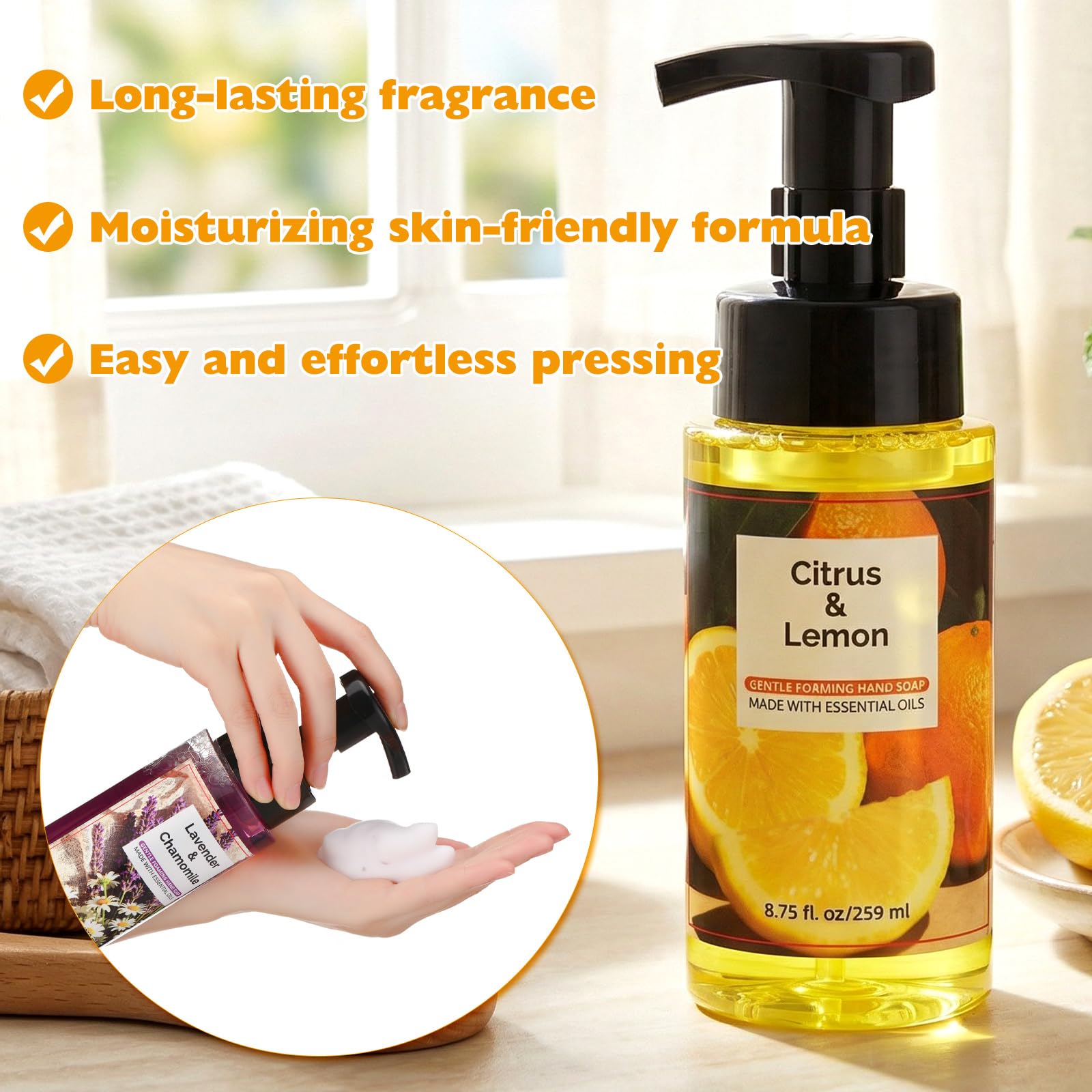 Swiffen 6 Pack Scented Foaming Hand Soap – Gentle, Moisturizing Liquid Hand Wash Gift Set (6 x 8.75 fl oz)