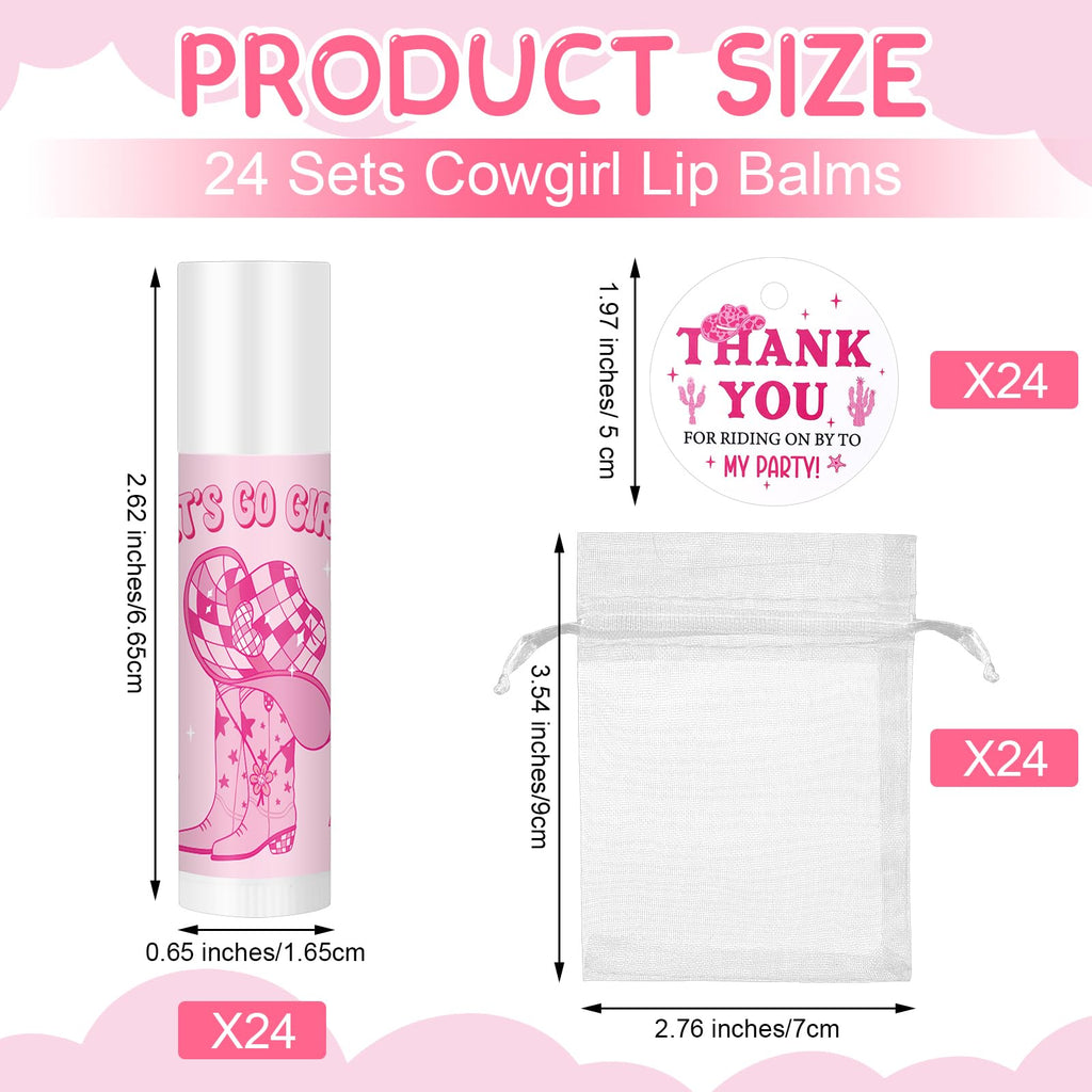 Swiffen 24-Set Lets Go Girls Cowgirl Lip Balm Party Favors with Organza Bags & Cards