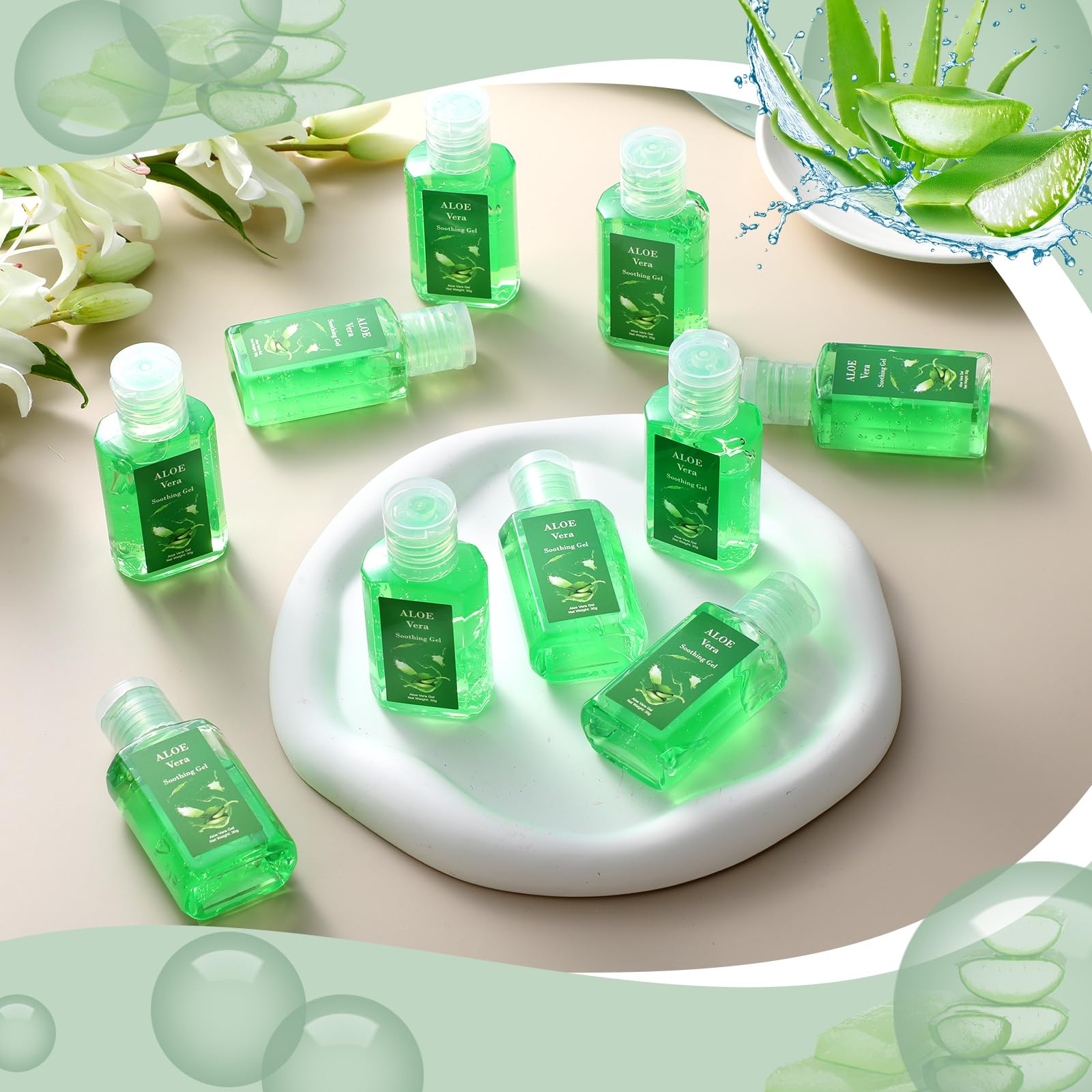 Swiffen 24-Pack Mini Aloe Vera Gels | 1oz Travel Size for Skin & Party Favors