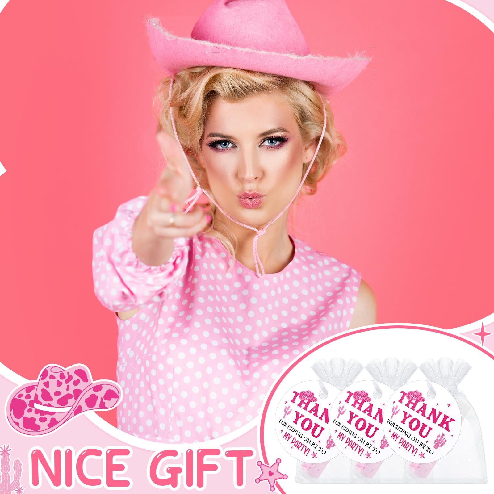 Swiffen 24-Set Lets Go Girls Cowgirl Lip Balm Party Favors with Organza Bags & Cards