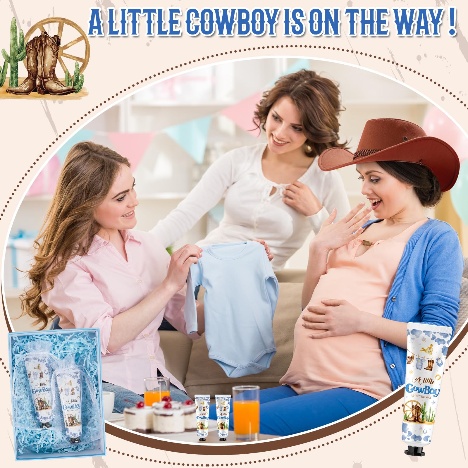 Swiffen 48-Piece Cowboy Hand Cream Gift Set for Baby Shower & Travel