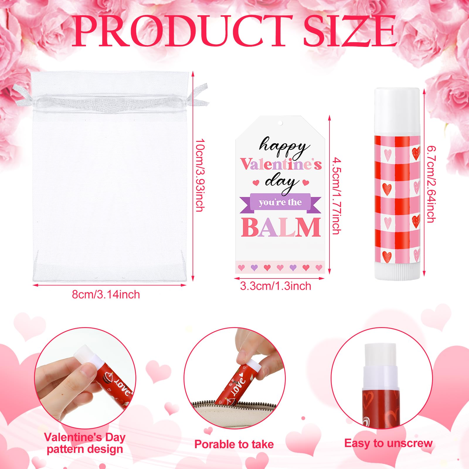 Swiffen 48 Pcs Valentines Lip Balm with Cards – Classroom Gifts Bulk for Kids